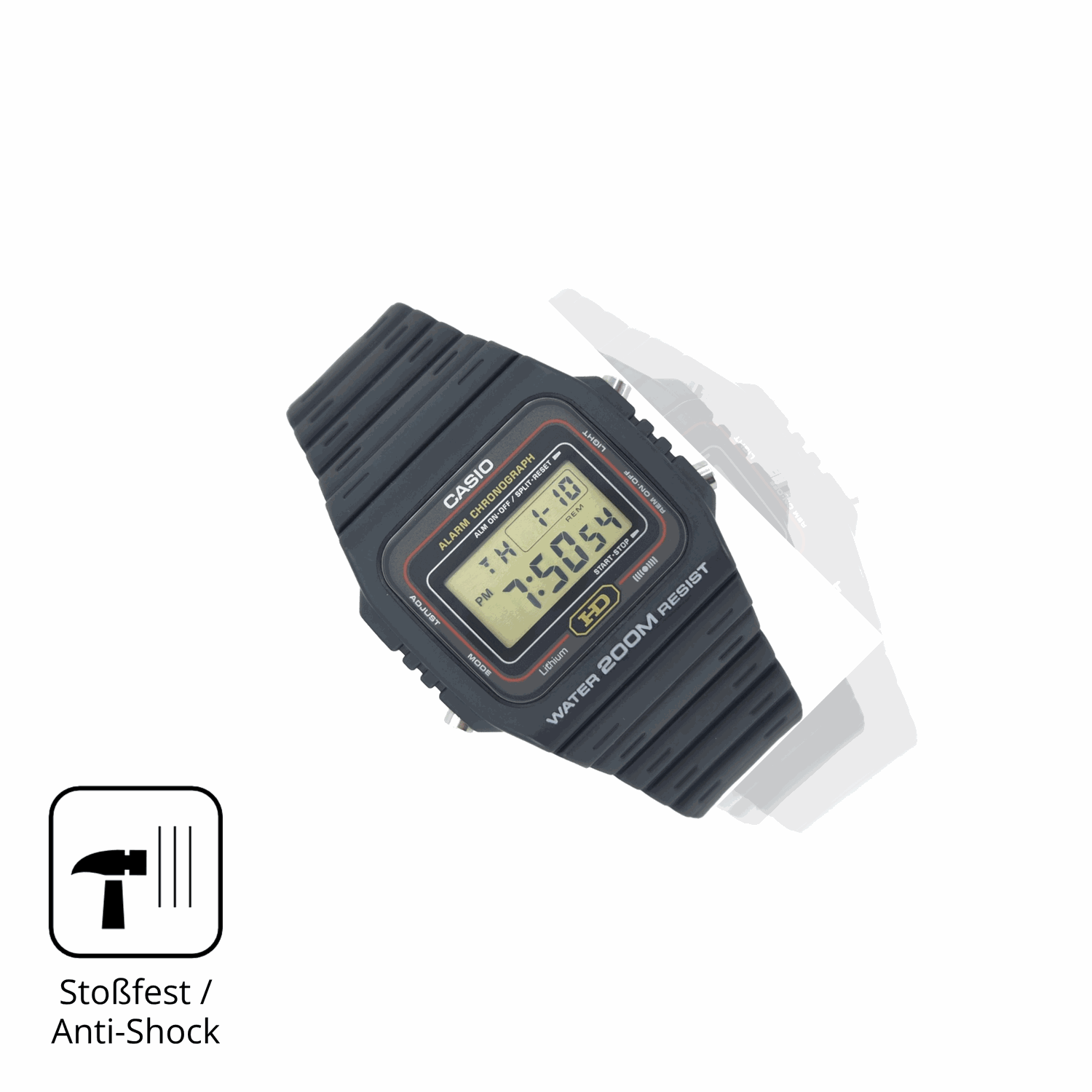 Schutz gegen Kratzer auf dem Casio DW-260 Glas durch Schlüssel, Stöße gegen die Tischkante oder Stürze