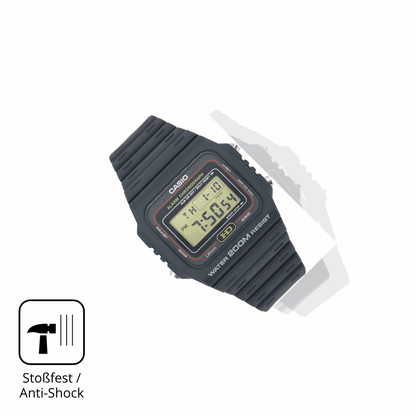 Schutz gegen Kratzer auf dem Casio DW-260 Glas durch Schlüssel, Stöße gegen die Tischkante oder Stürze