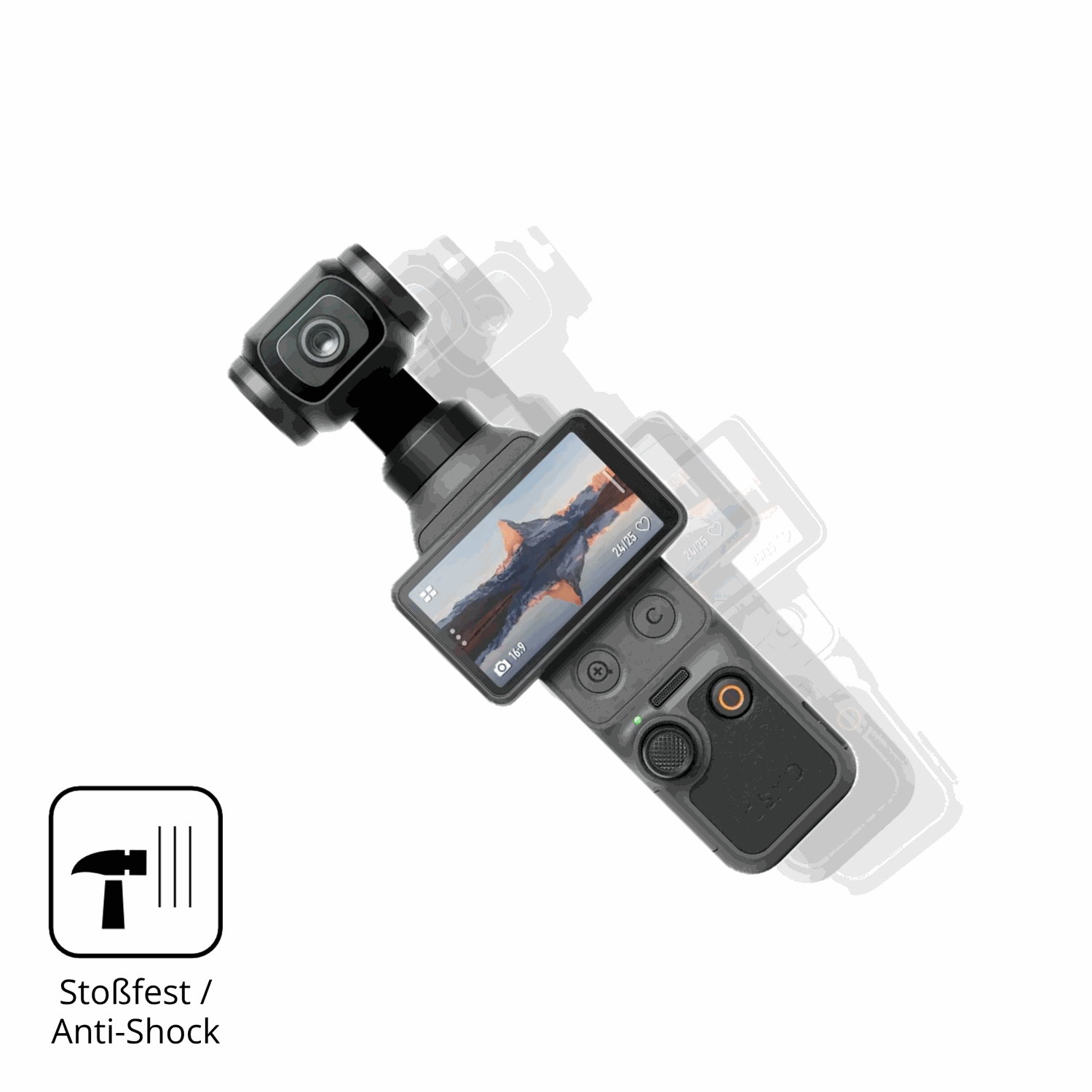 Schutz gegen Kratzer auf dem DJI Osmo Pocket 4 Glas durch Schlüssel, Stöße gegen die Tischkante oder Stürze
