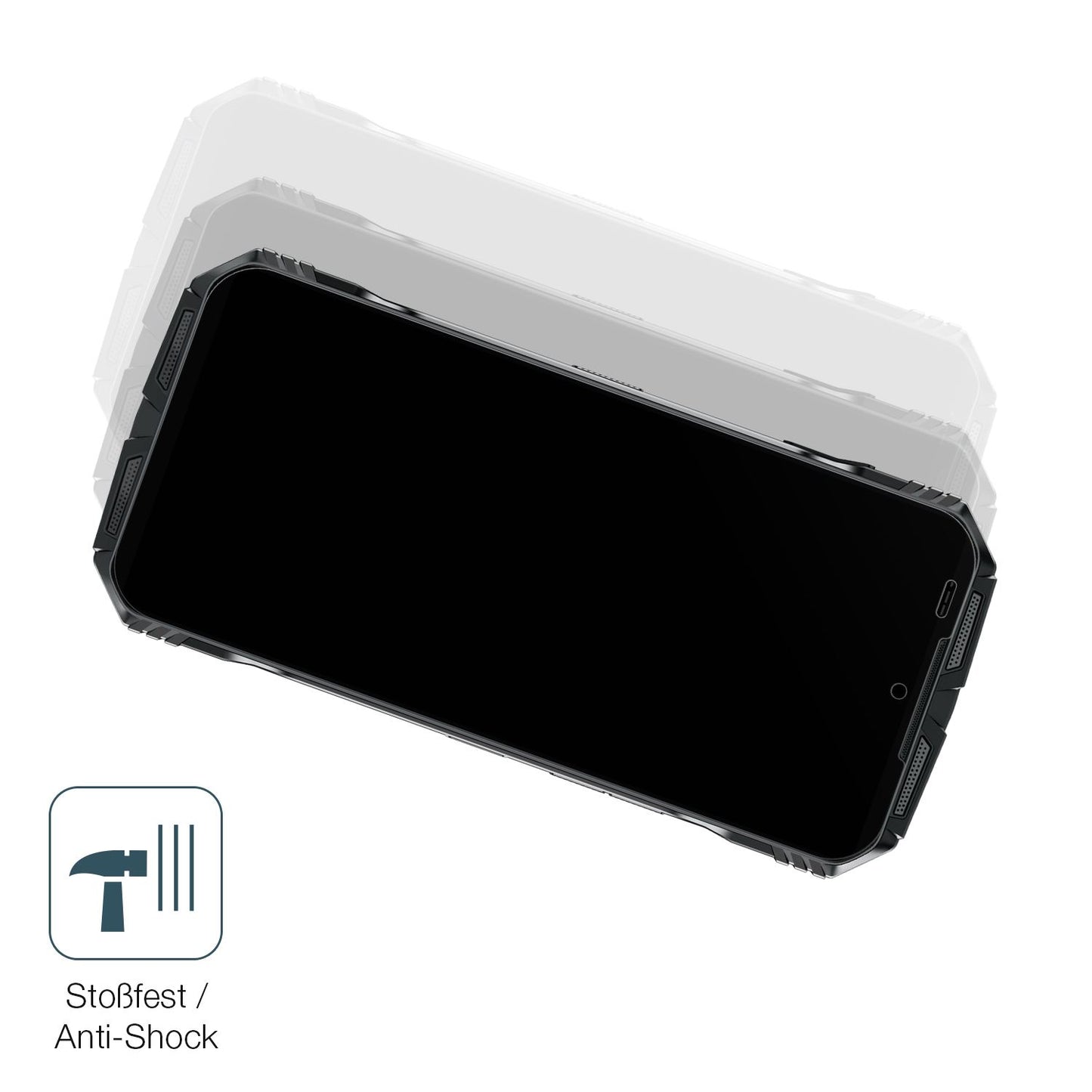 Schutz gegen Kratzer auf dem Doogee S Punk 2024 Glas durch Schlüssel, Stöße gegen die Tischkante oder Stürze