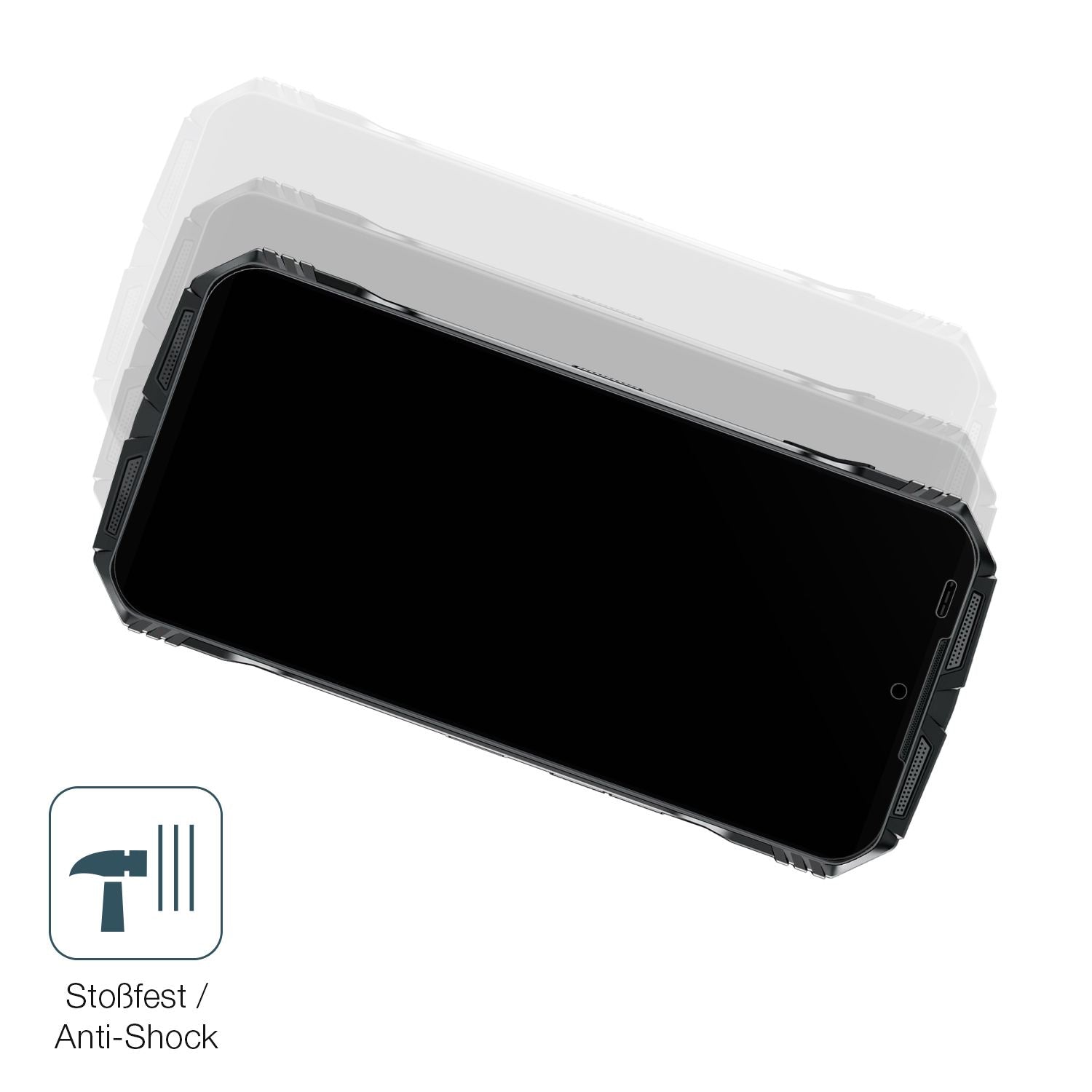 Schutz gegen Kratzer auf dem Doogee S Punk 2024 Glas durch Schlüssel, Stöße gegen die Tischkante oder Stürze