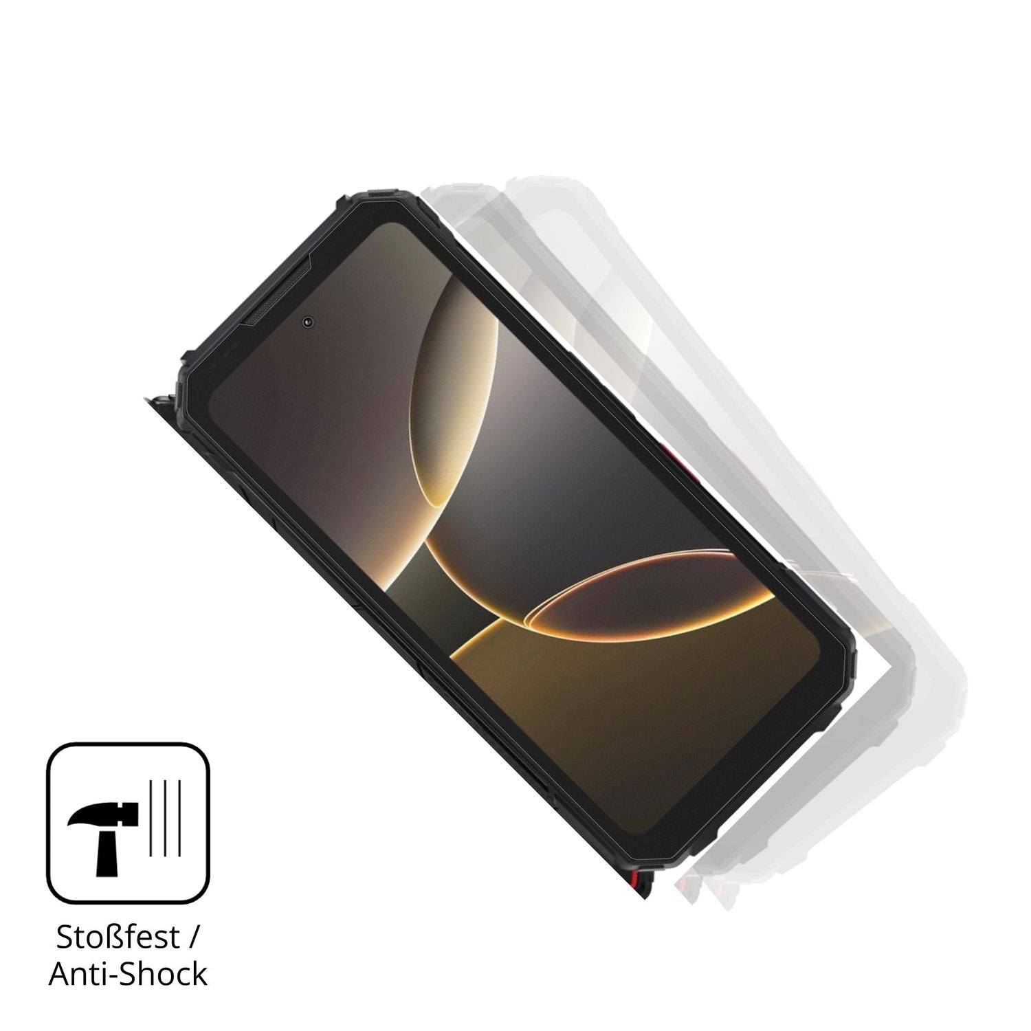 Schutz gegen Kratzer auf dem DOOGEE V Max LR 5G Glas durch Schlüssel, Stöße gegen die Tischkante oder Stürze