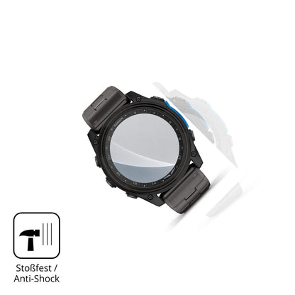 Schutz gegen Kratzer auf dem Garmin D2 Mach 2 51mm Glas durch Schlüssel, Stöße gegen die Tischkante oder Stürze