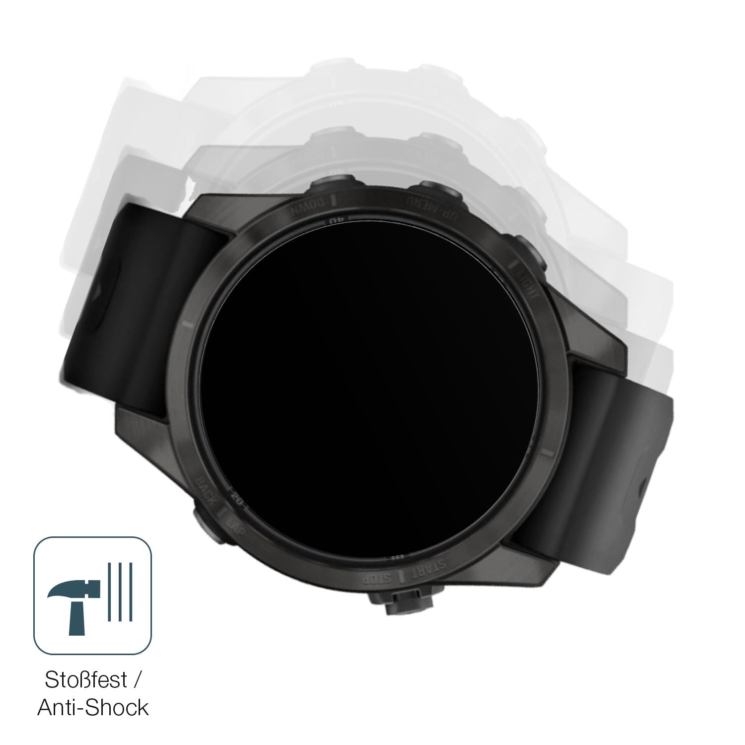 Schutz gegen Kratzer auf dem Garmin Fenix 7s Pro 47mm Glas durch Schlüssel, Stöße gegen die Tischkante oder Stürze