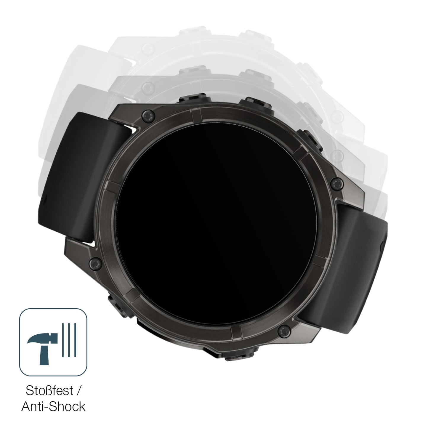 Schutz gegen Kratzer auf dem Garmin Fenix 8 43mm Glas durch Schlüssel, Stöße gegen die Tischkante oder Stürze