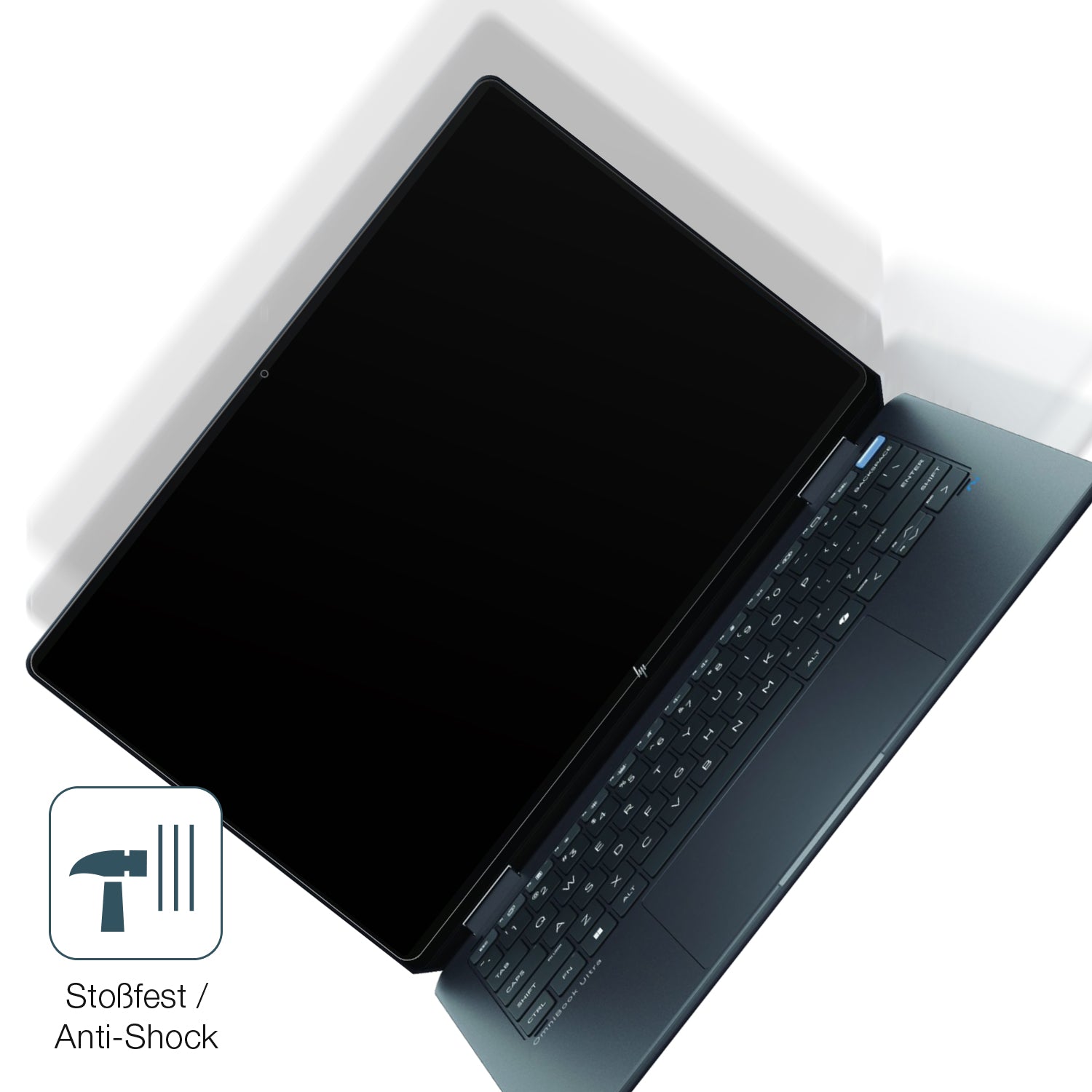 Schutz gegen Kratzer auf dem HP OmniBook Ultra Flip 14 Glas durch Schlüssel, Stöße gegen die Tischkante oder Stürze
