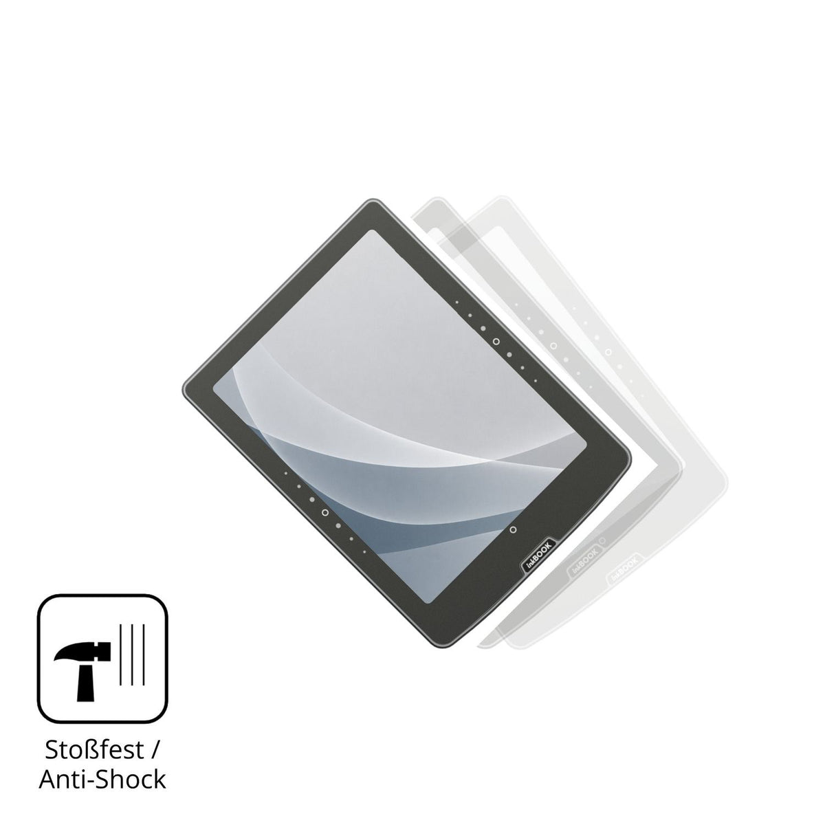 Schutz gegen Kratzer auf dem inkBOOK Solaris Glas durch Schlüssel, Stöße gegen die Tischkante oder Stürze
