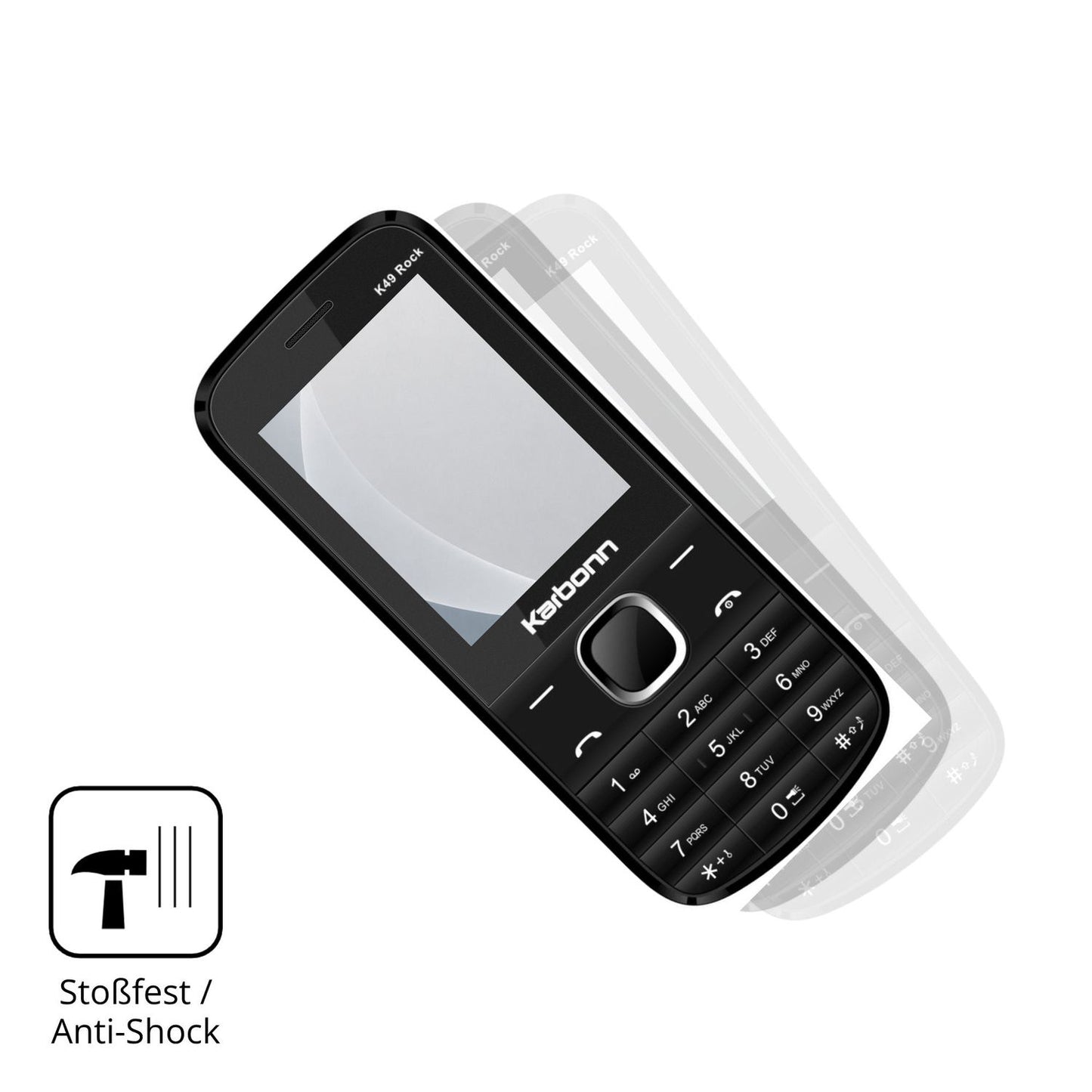 Schutz gegen Kratzer auf dem Karbonn K49 Rock Glas durch Schlüssel, Stöße gegen die Tischkante oder Stürze