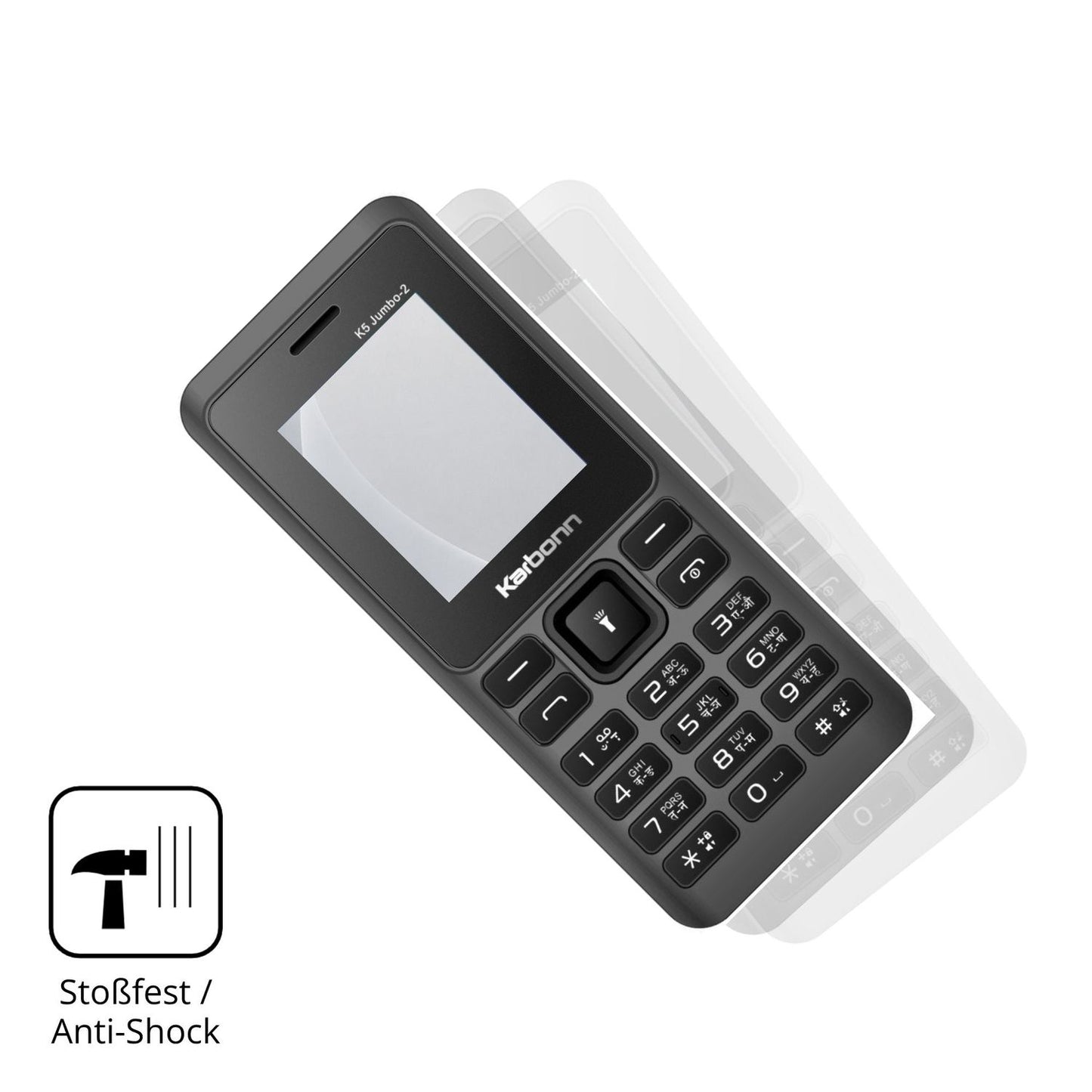 Schutz gegen Kratzer auf dem Karbonn K5 Jumbo 2 Glas durch Schlüssel, Stöße gegen die Tischkante oder Stürze