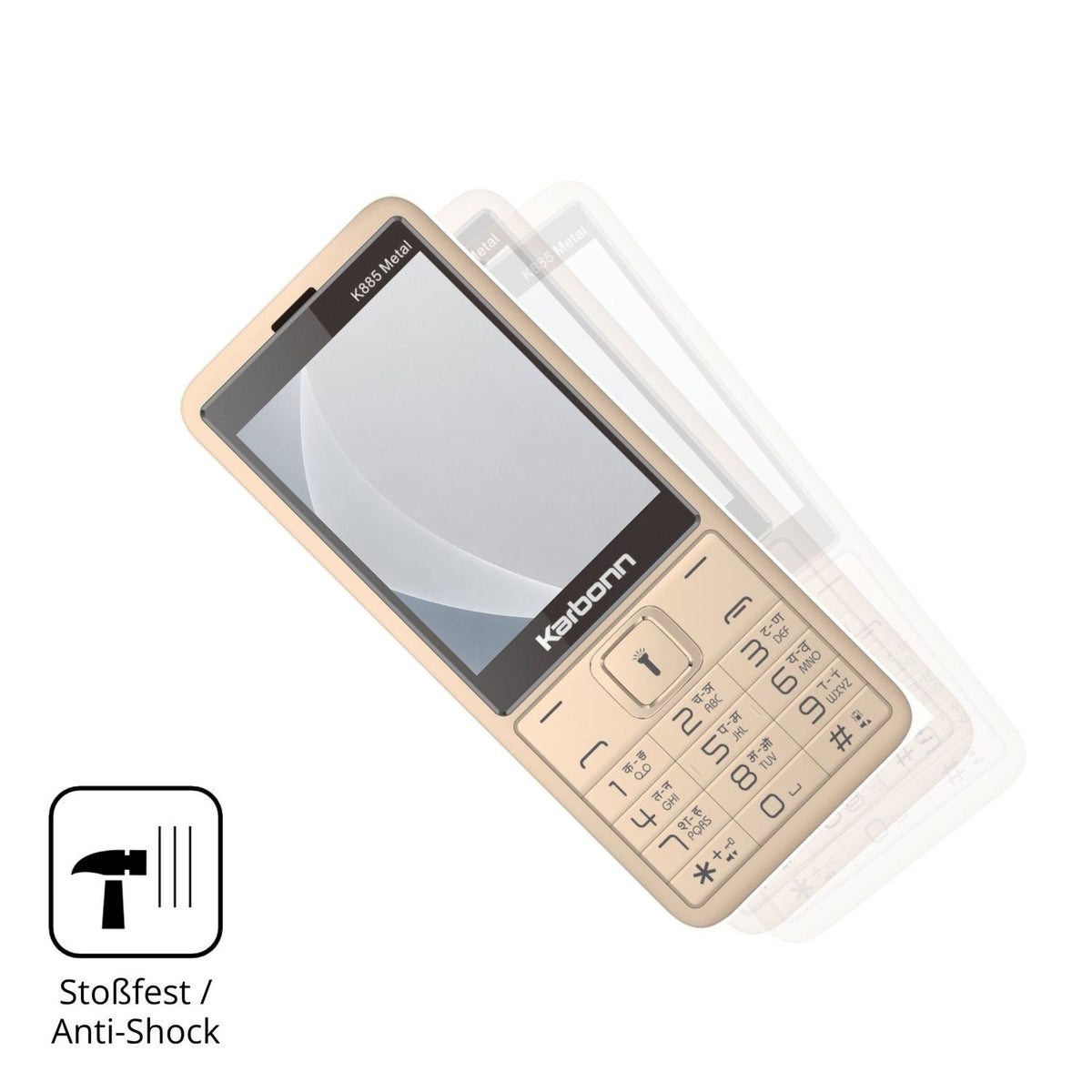 Schutz gegen Kratzer auf dem Karbonn K885 Metal Glas durch Schlüssel, Stöße gegen die Tischkante oder Stürze