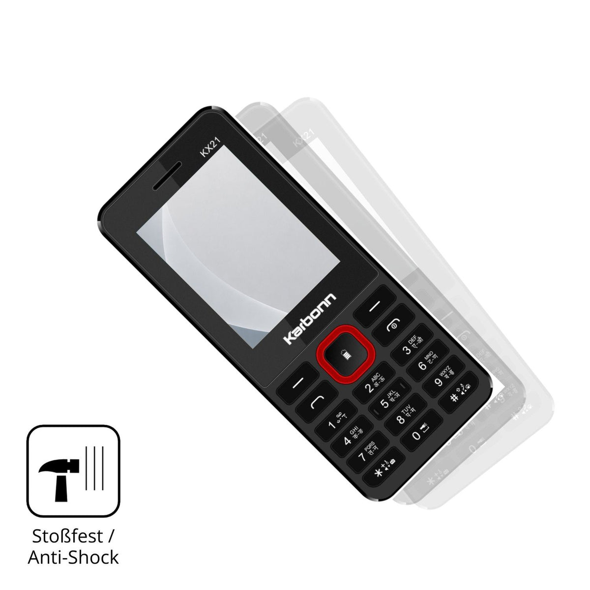 Schutz gegen Kratzer auf dem Karbonn KX21 Glas durch Schlüssel, Stöße gegen die Tischkante oder Stürze