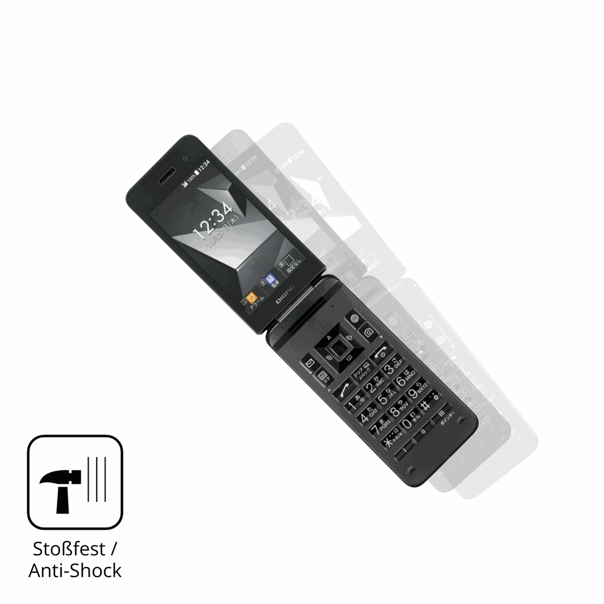 Schutz gegen Kratzer auf dem Kyocera Digno Keitai 4 Glas durch Schlüssel, Stöße gegen die Tischkante oder Stürze
