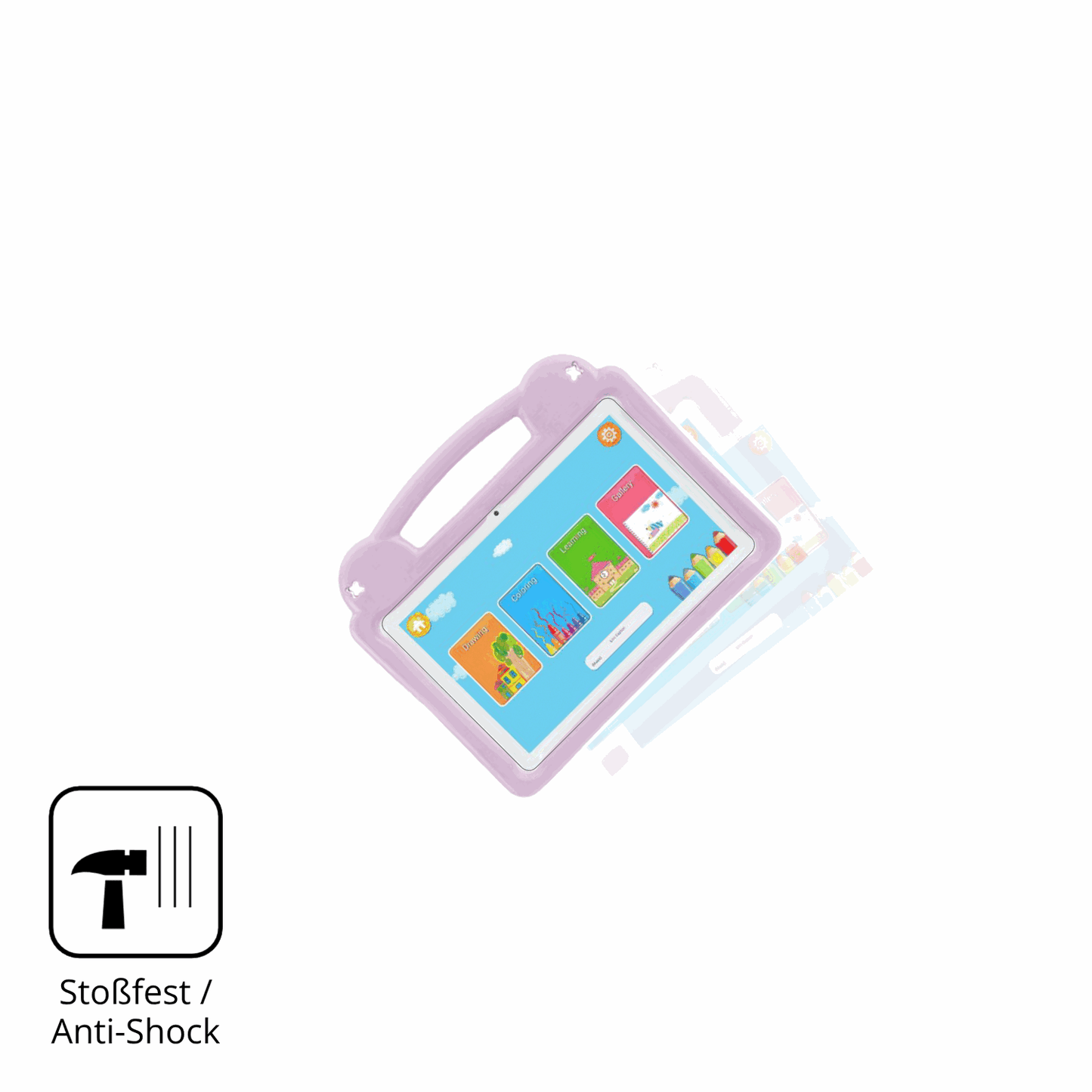 Schutz gegen Kratzer auf dem LETGOSPT Kids Tablet 10.1 Glas durch Schlüssel, Stöße gegen die Tischkante oder Stürze