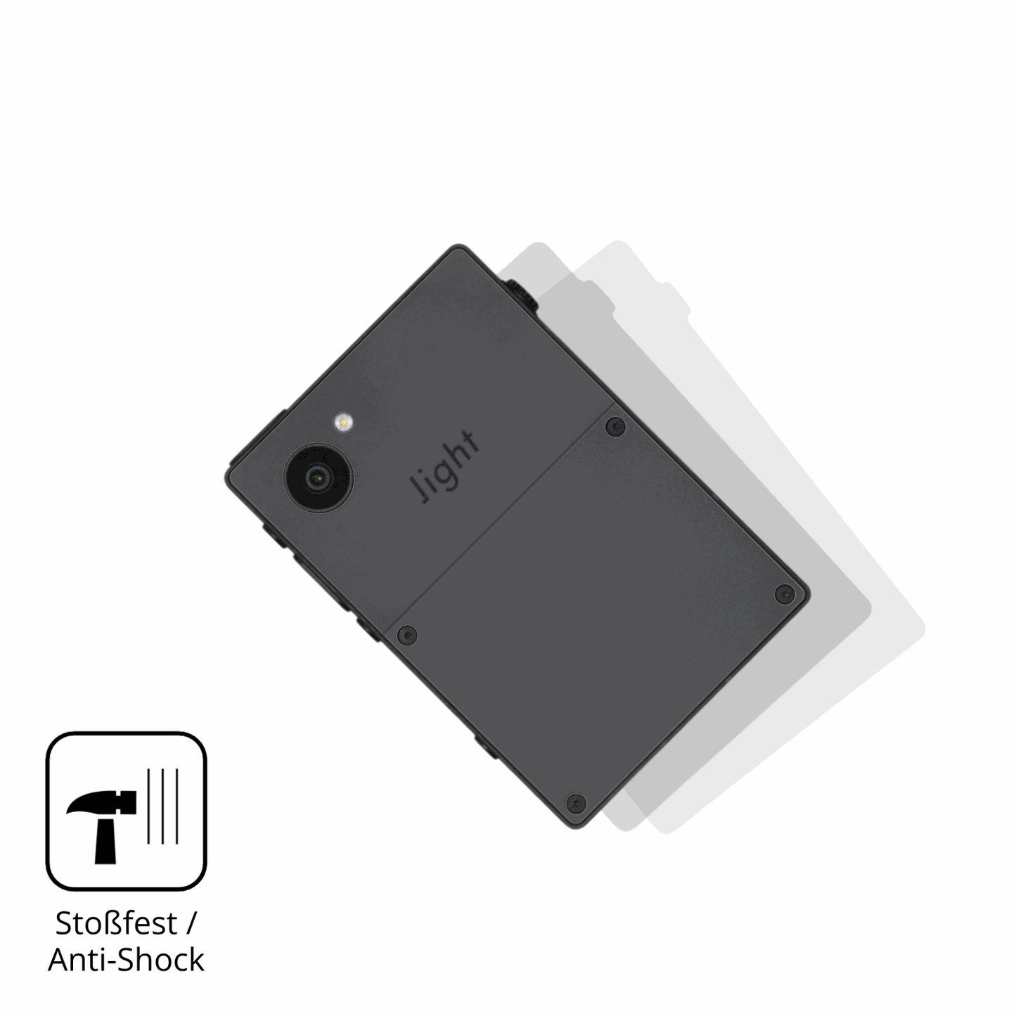 Schutz gegen Kratzer auf dem Light Phone 3 Rückseite Glas durch Schlüssel, Stöße gegen die Tischkante oder Stürze