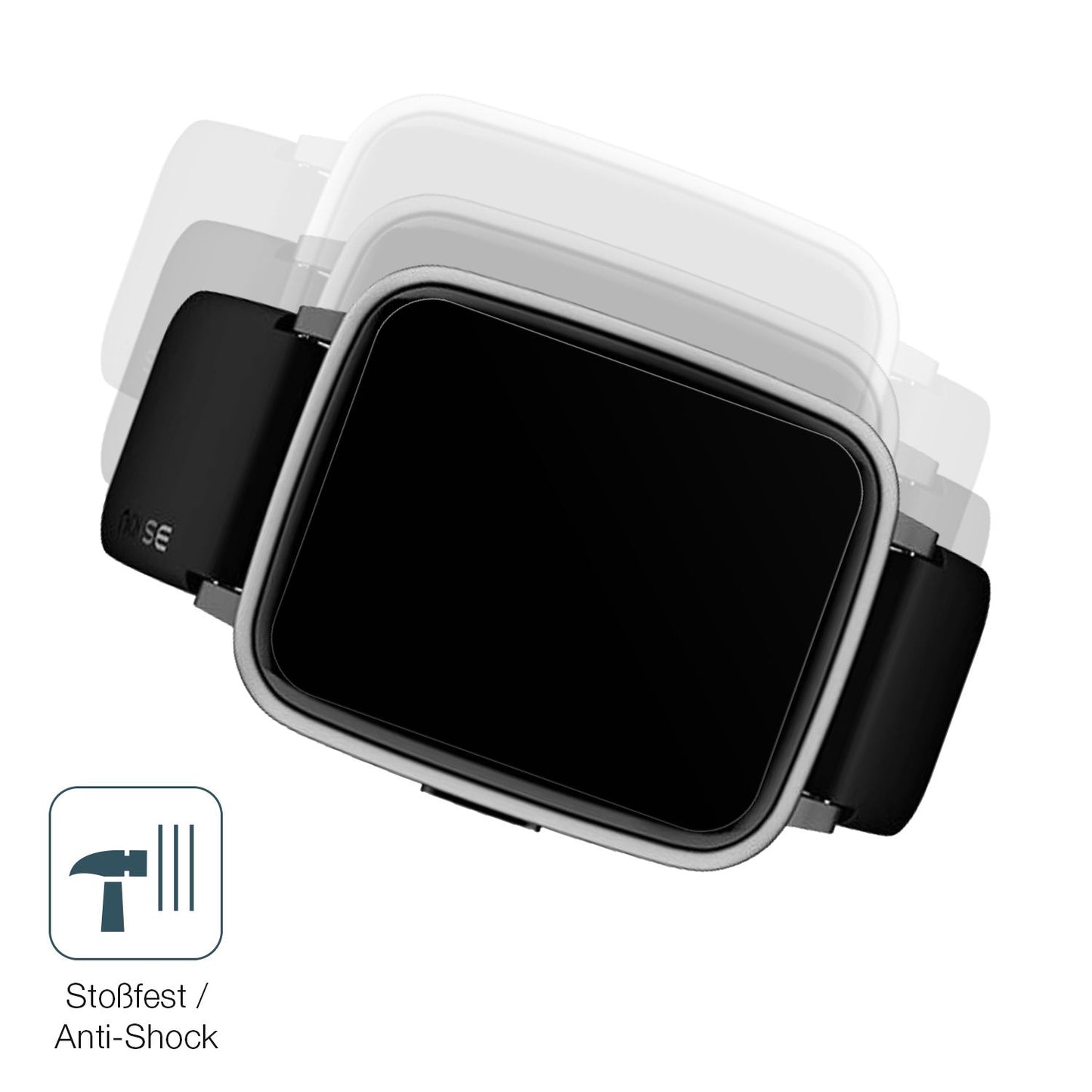 Schutz gegen Kratzer auf dem Noise ColorFit Pulse 2 Glas durch Schlüssel, Stöße gegen die Tischkante oder Stürze
