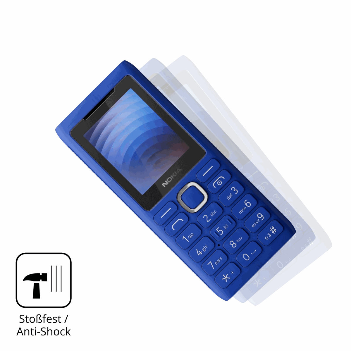 Schutz gegen Kratzer auf dem Nokia 110 Power Glas durch Schlüssel, Stöße gegen die Tischkante oder Stürze