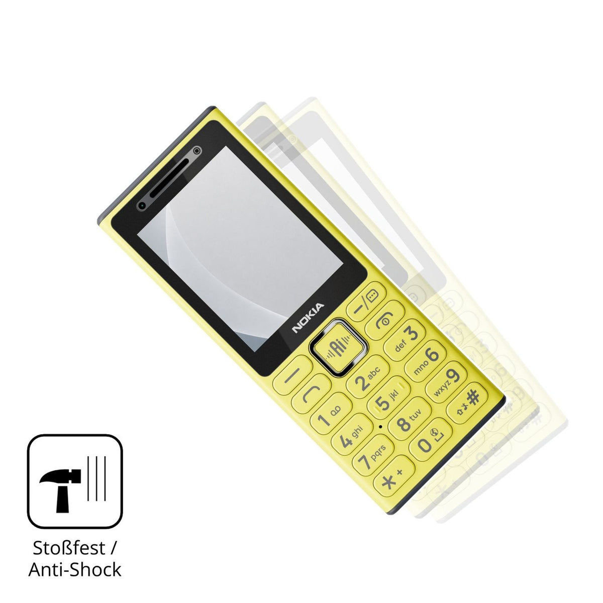 Schutz gegen Kratzer auf dem Nokia 200 4G Glas durch Schlüssel, Stöße gegen die Tischkante oder Stürze