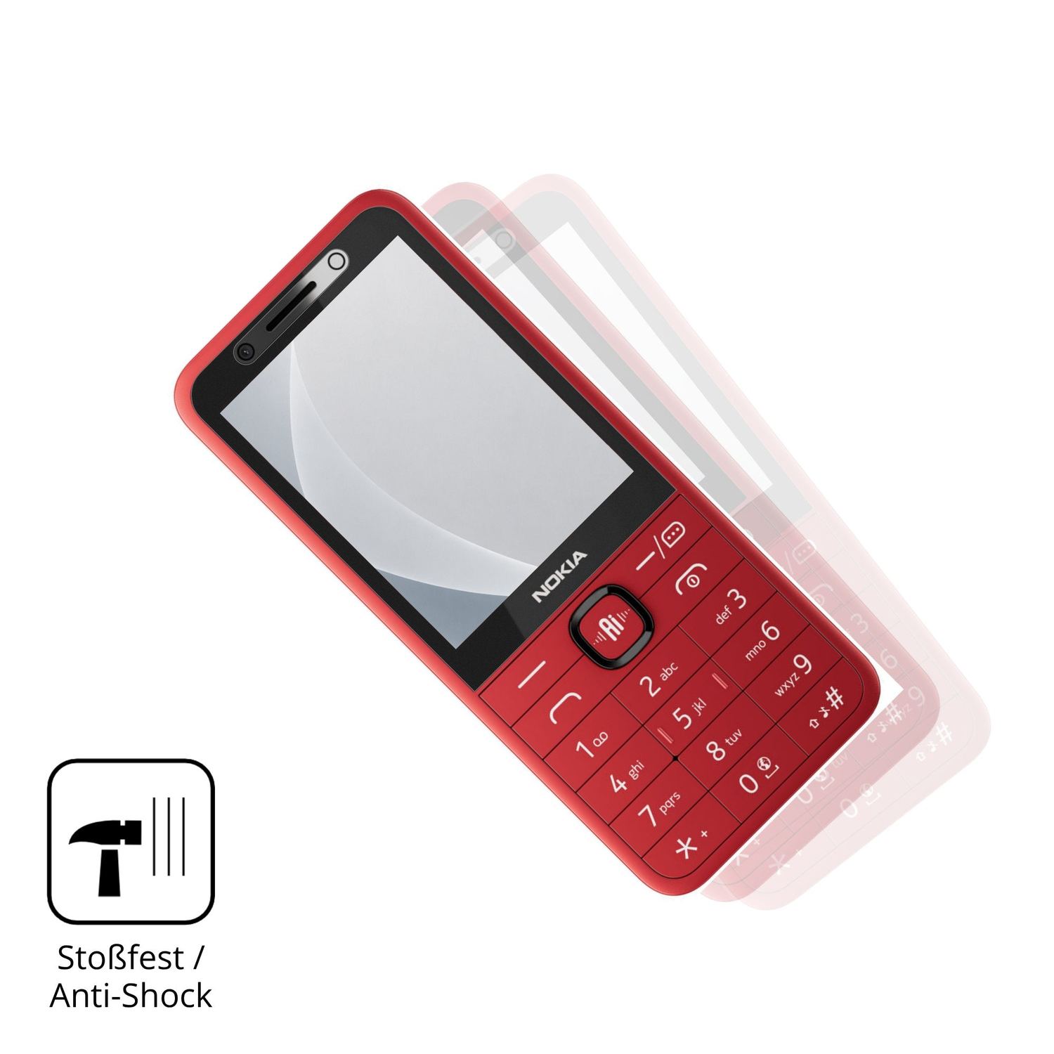 Schutz gegen Kratzer auf dem Nokia 215 4G 2nd Edition Glas durch Schlüssel, Stöße gegen die Tischkante oder Stürze