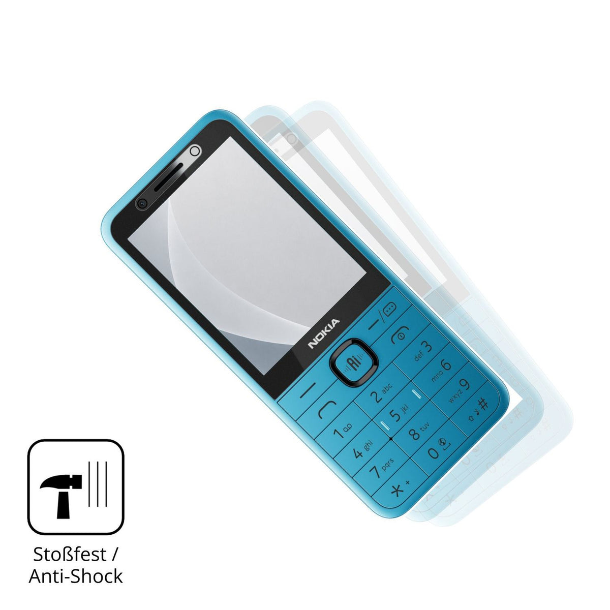 Schutz gegen Kratzer auf dem Nokia 235 4G 2nd Edition Glas durch Schlüssel, Stöße gegen die Tischkante oder Stürze