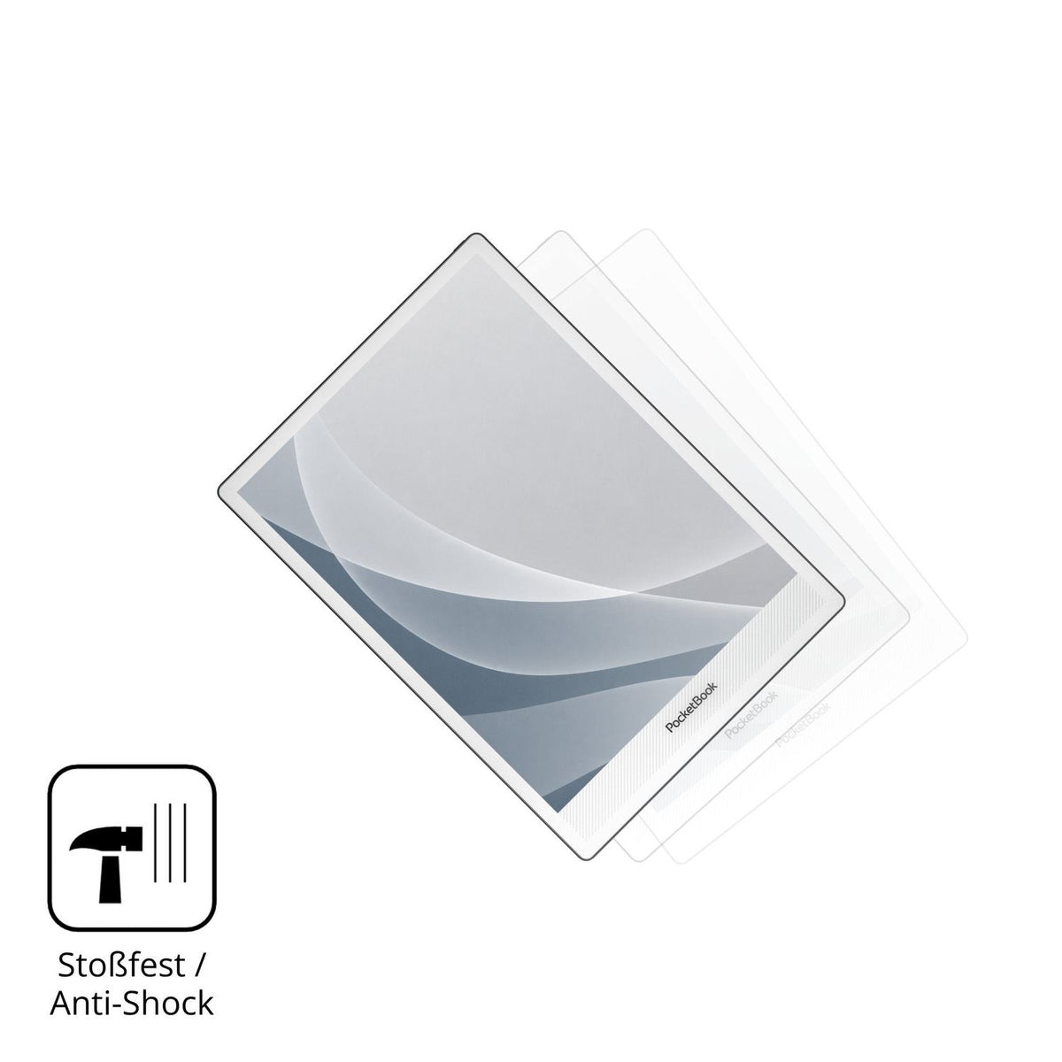 Schutz gegen Kratzer auf dem PocketBook InkPad One Glas durch Schlüssel, Stöße gegen die Tischkante oder Stürze