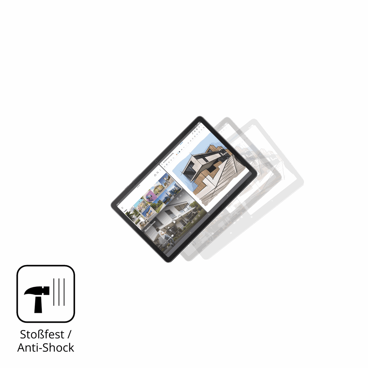 Schutz gegen Kratzer auf dem Samsung Galaxy Tab S10 Lite Glas durch Schlüssel, Stöße gegen die Tischkante oder Stürze