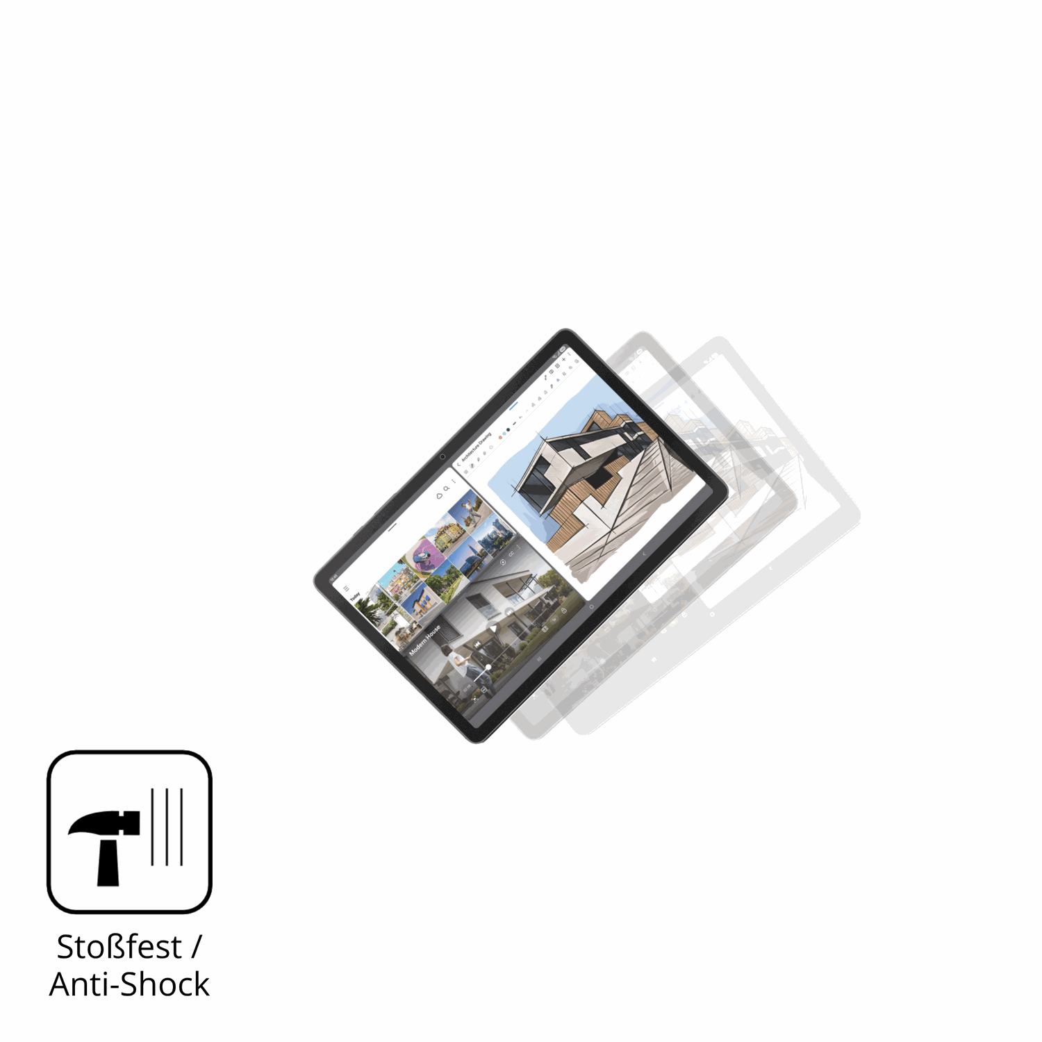 Schutz gegen Kratzer auf dem Samsung Galaxy Tab S10 Lite Glas durch Schlüssel, Stöße gegen die Tischkante oder Stürze
