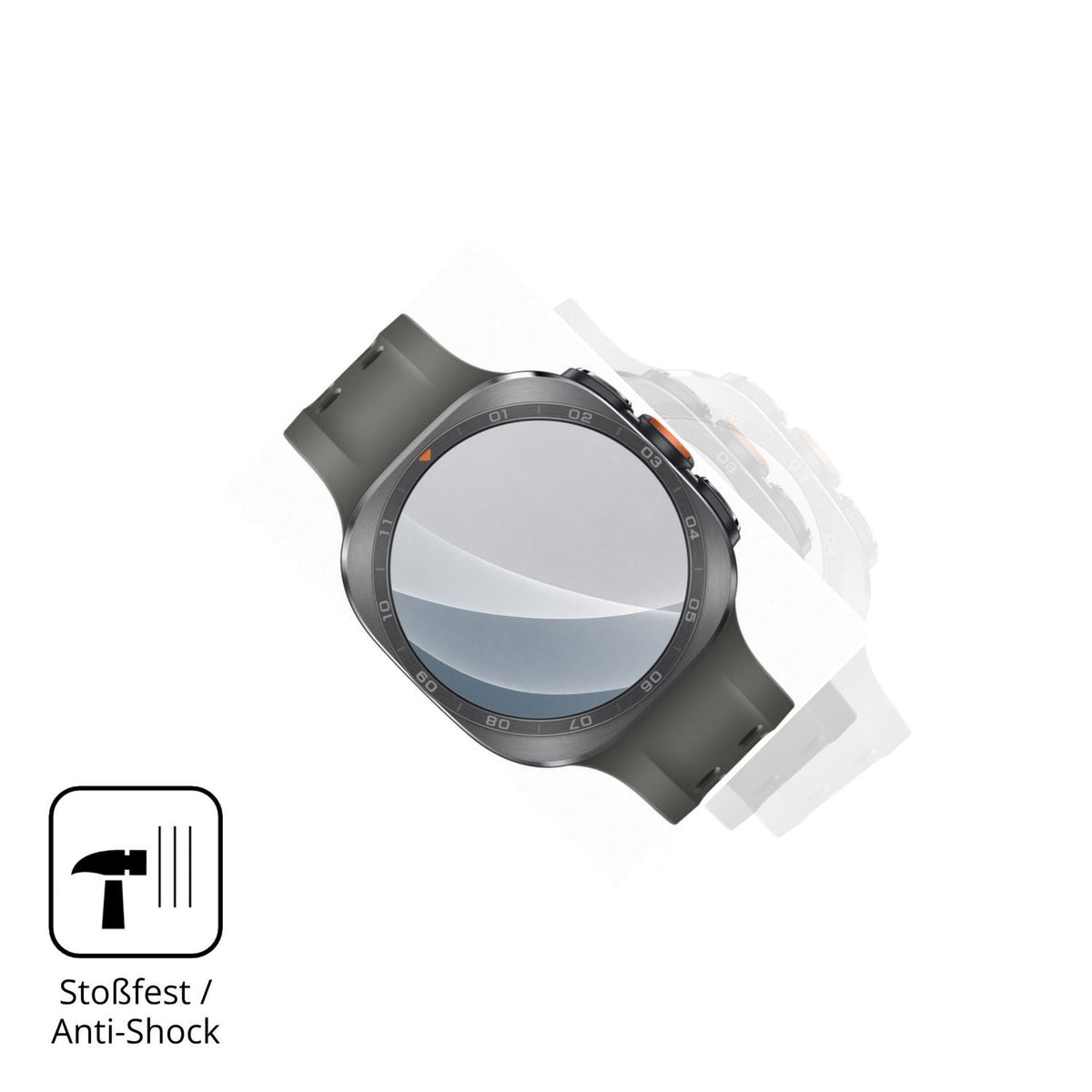 Schutz gegen Kratzer auf dem Samsung Galaxy Watch Ultra 2 Glas durch Schlüssel, Stöße gegen die Tischkante oder Stürze