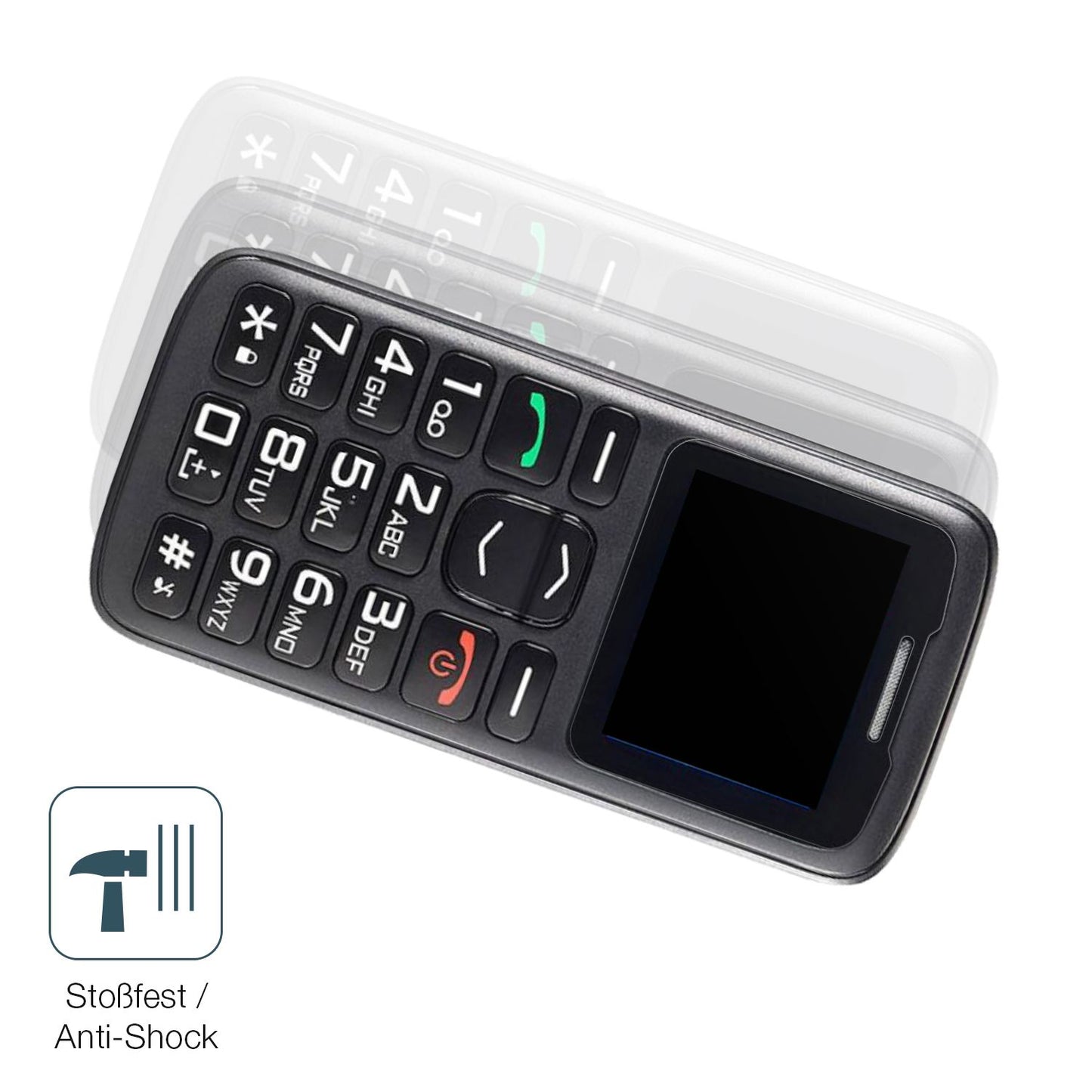 Schutz gegen Kratzer auf dem Simvalley Senioren mobile Glas durch Schlüssel, Stöße gegen die Tischkante oder Stürze