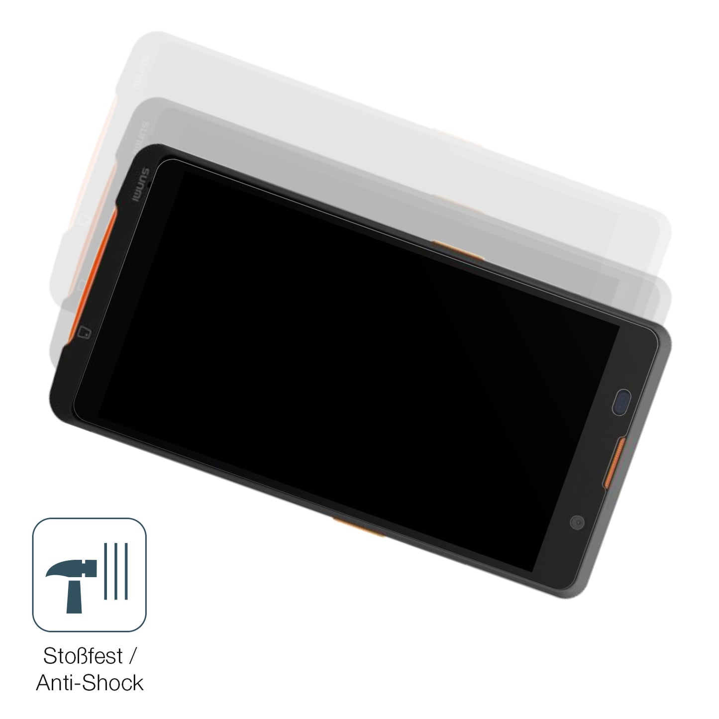 Schutz gegen Kratzer auf dem sunmi P2 Lite SE Glas durch Schlüssel, Stöße gegen die Tischkante oder Stürze