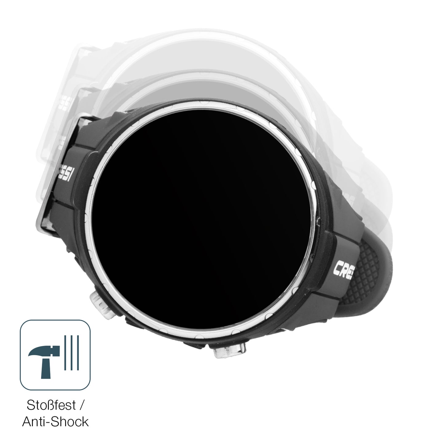 Schutz gegen Kratzer auf dem Suunto D4F Tauchcomputer Glas durch Schlüssel, Stöße gegen die Tischkante oder Stürze