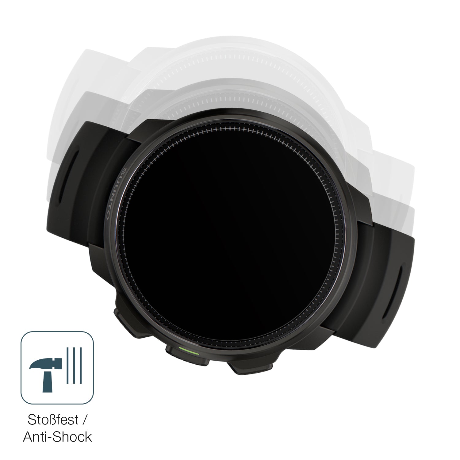 Schutz gegen Kratzer auf dem Suunto Ocean Glas durch Schlüssel, Stöße gegen die Tischkante oder Stürze
