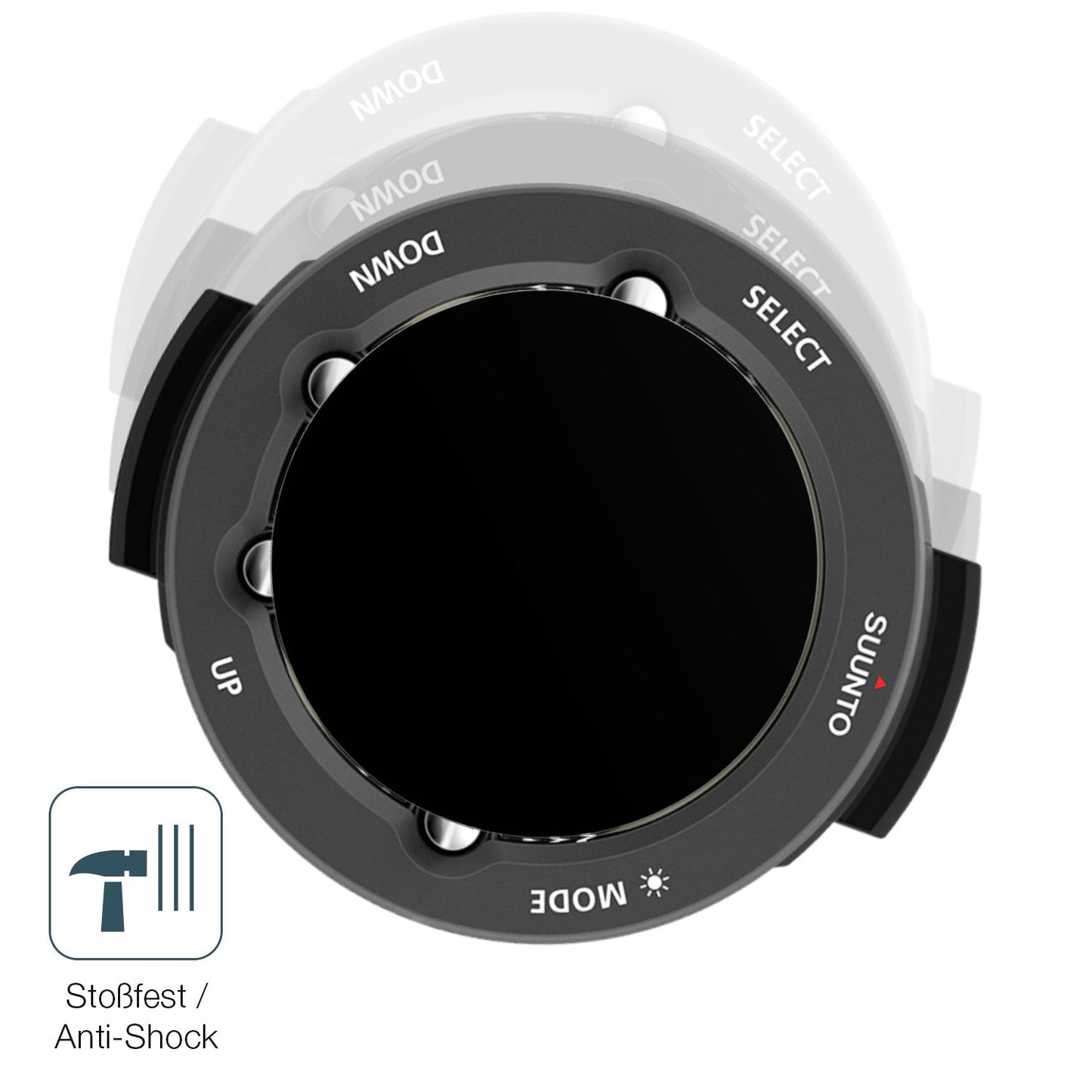 Schutz gegen Kratzer auf dem Suunto Vyper Novo Glas durch Schlüssel, Stöße gegen die Tischkante oder Stürze