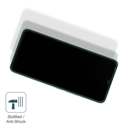 Schutz gegen Kratzer auf dem TECNO Spark 8C Glas durch Schlüssel, Stöße gegen die Tischkante oder Stürze