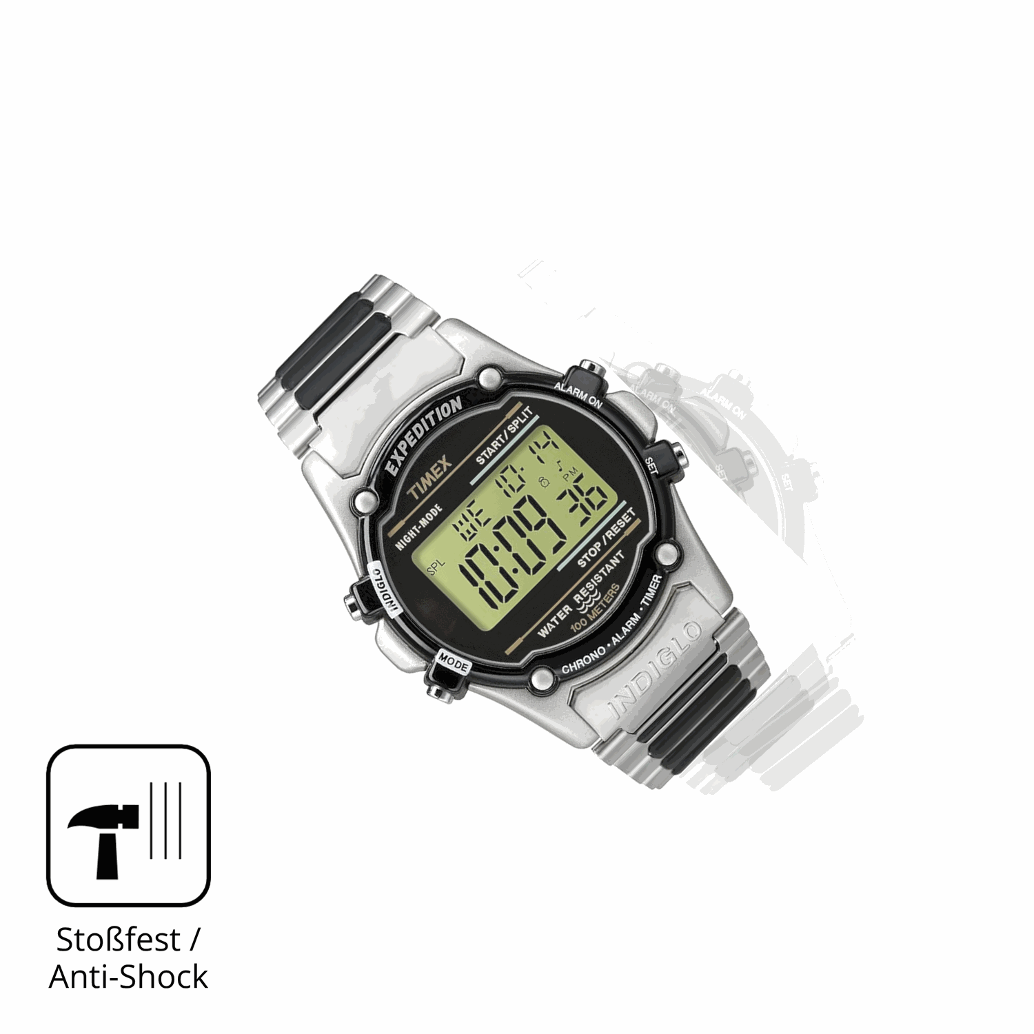 Schutz gegen Kratzer auf dem Timex Expedition Atlantis Glas durch Schlüssel, Stöße gegen die Tischkante oder Stürze
