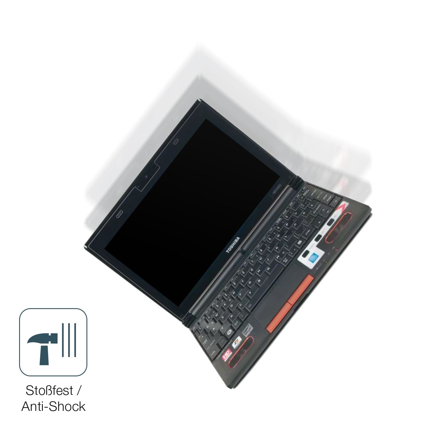 Schutz gegen Kratzer auf dem Toshiba NB550D 10 Zoll Glas durch Schlüssel, Stöße gegen die Tischkante oder Stürze