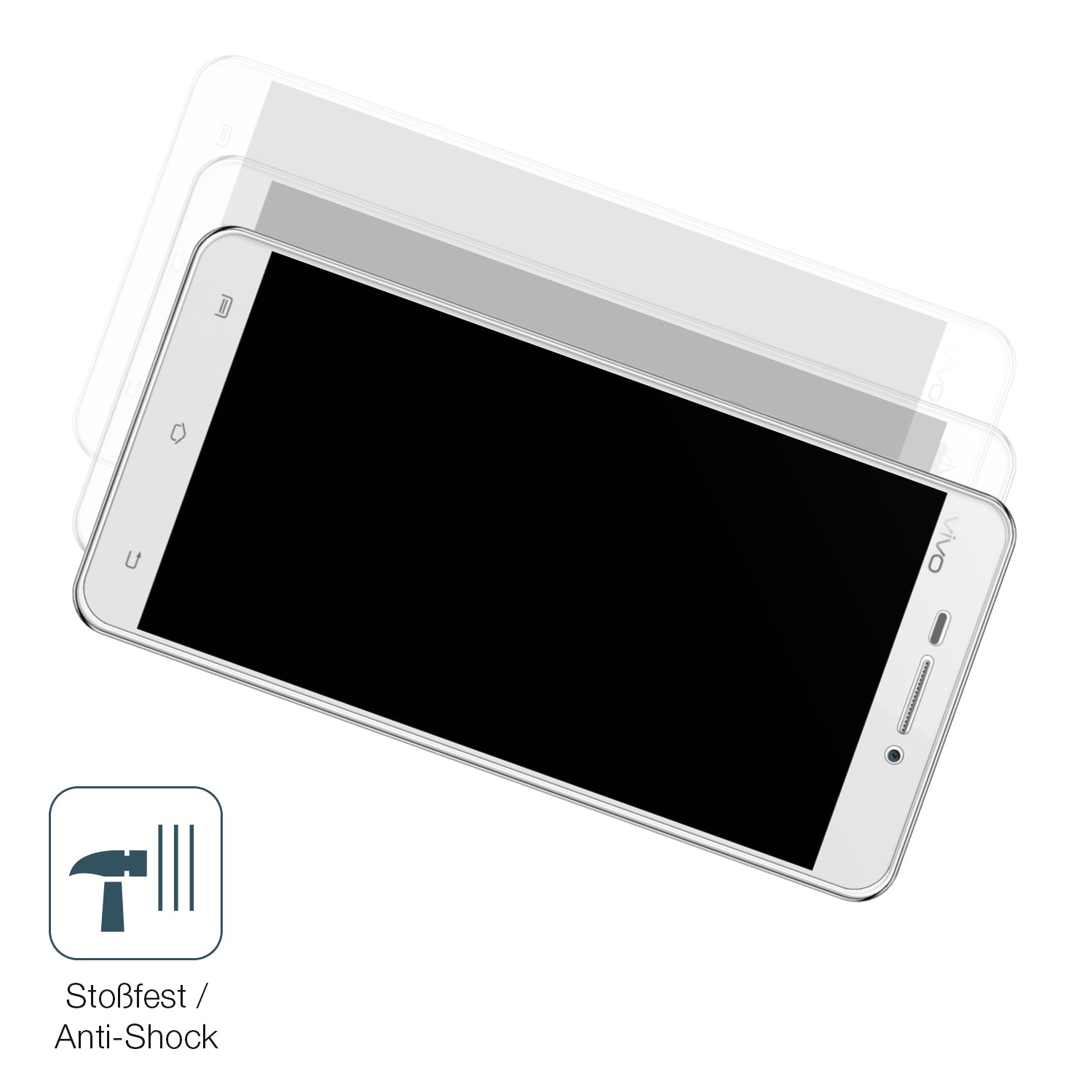 Schutz gegen Kratzer auf dem Vivo X3S Glas durch Schlüssel, Stöße gegen die Tischkante oder Stürze