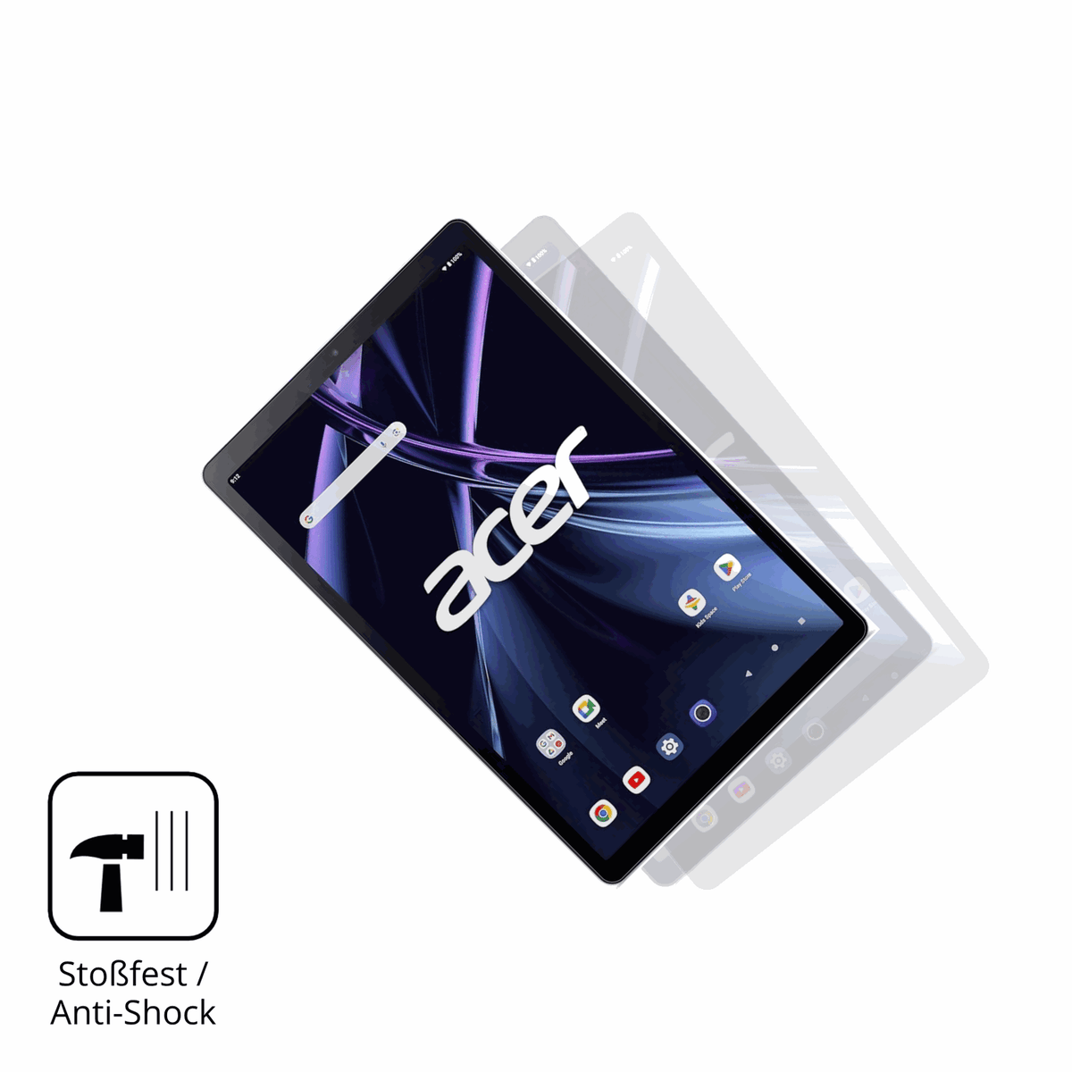 Schutz gegen Kratzer auf dem Acer Iconia Tab A11 Glas durch Schlüssel, Stöße gegen die Tischkante oder Stürze