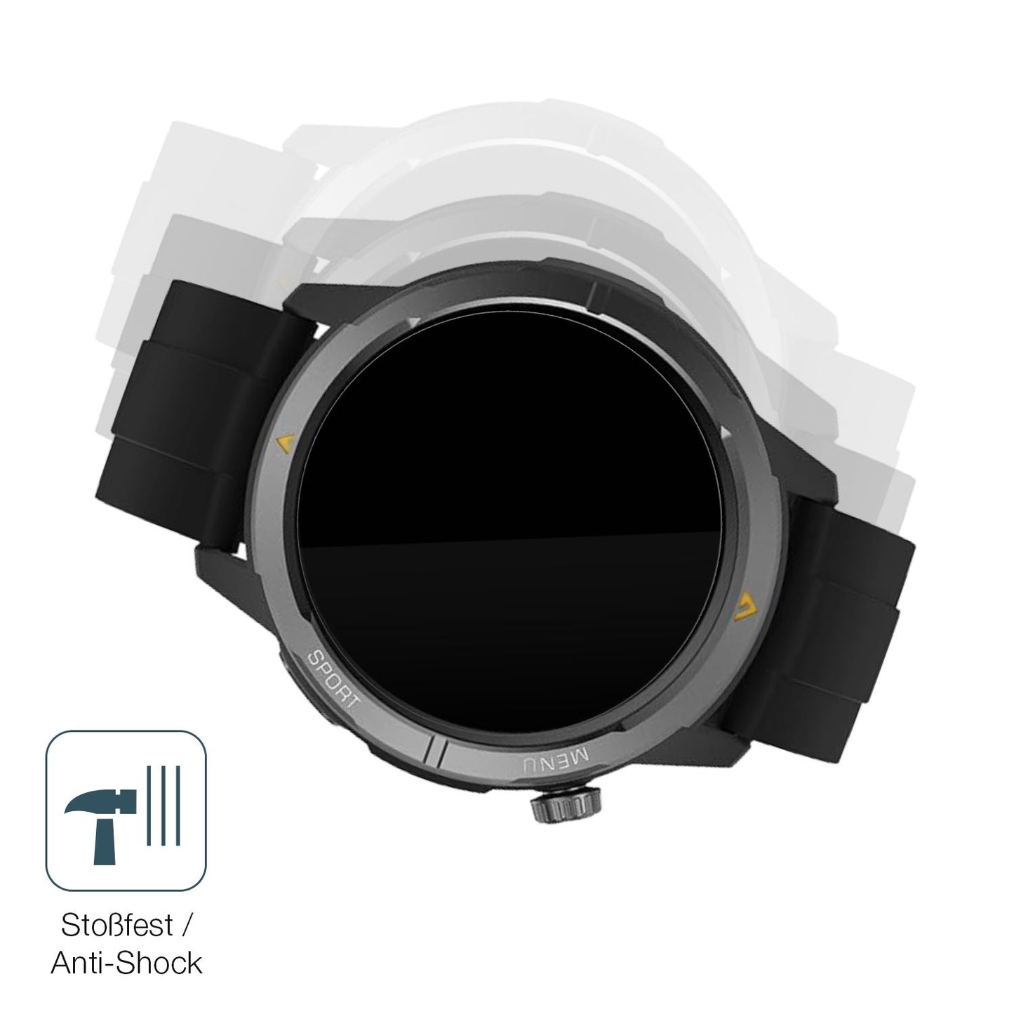 Schutz gegen Kratzer auf dem AGM Legion Watch 1.43 Zoll Glas durch Schlüssel, Stöße gegen die Tischkante oder Stürze