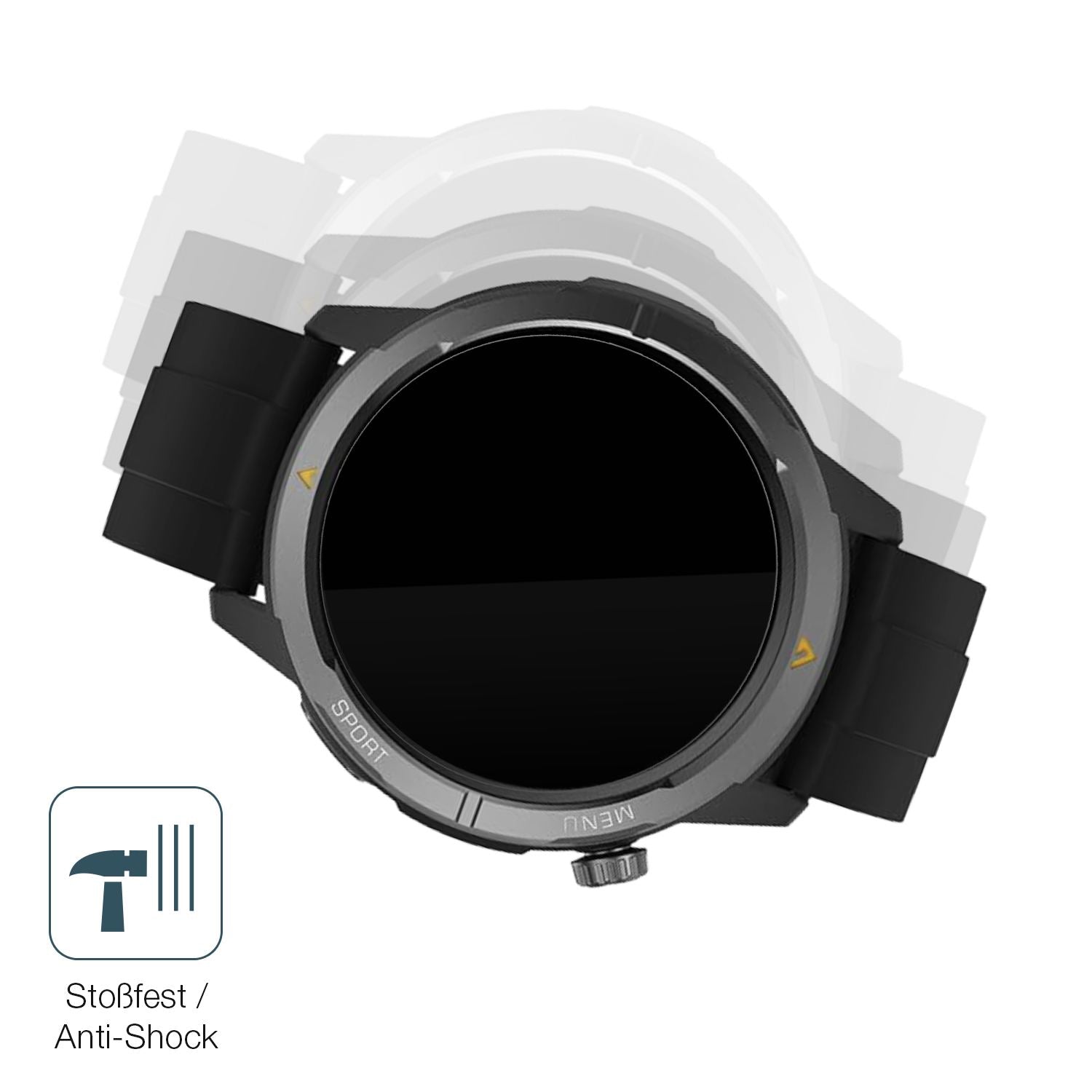 Schutz gegen Kratzer auf dem AGM Legion Watch 1.43 Zoll Glas durch Schlüssel, Stöße gegen die Tischkante oder Stürze