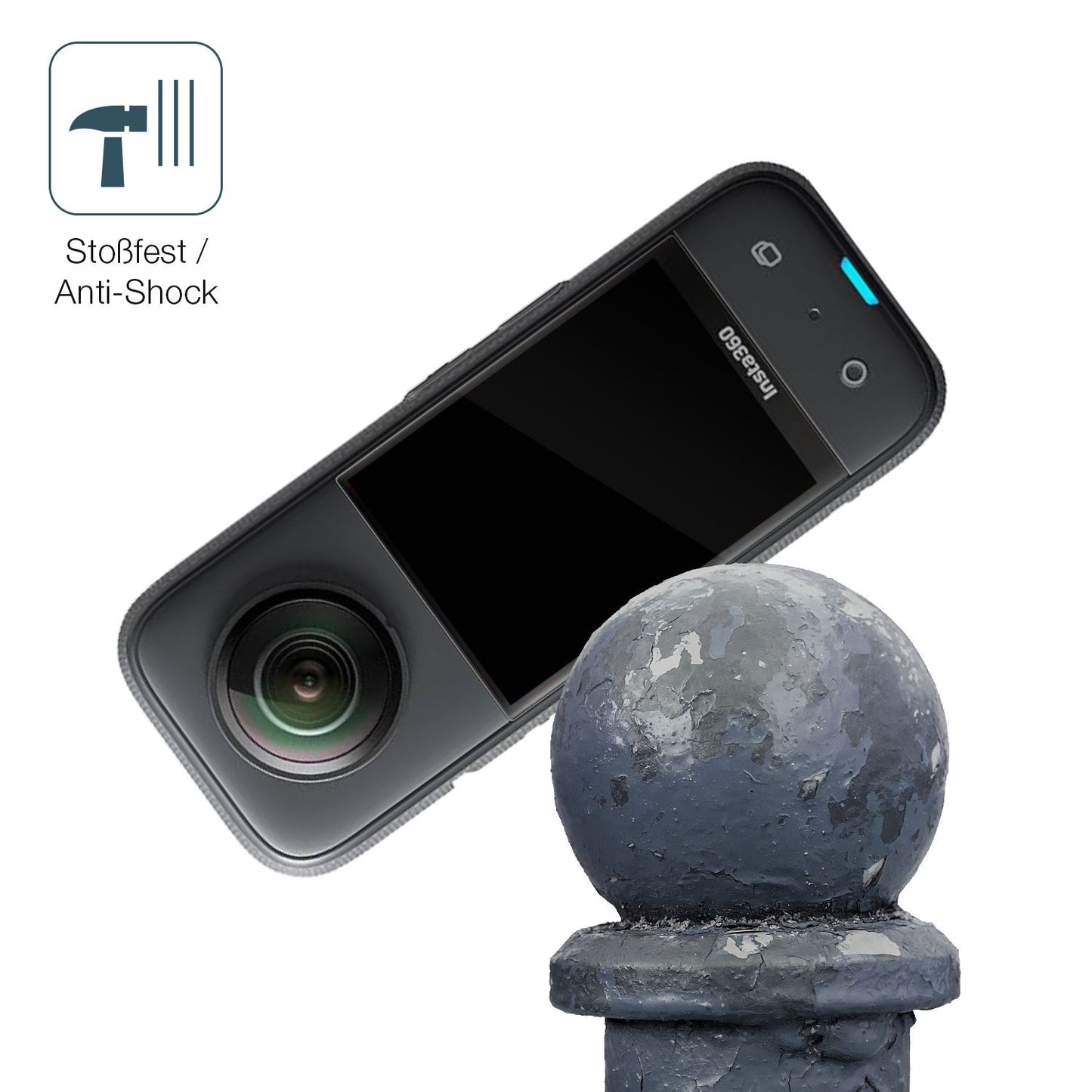 Schutz gegen Kratzer auf dem Akaso 360 Grad Action Cam Glas durch Schlüssel, Stöße gegen die Tischkante oder Stürze