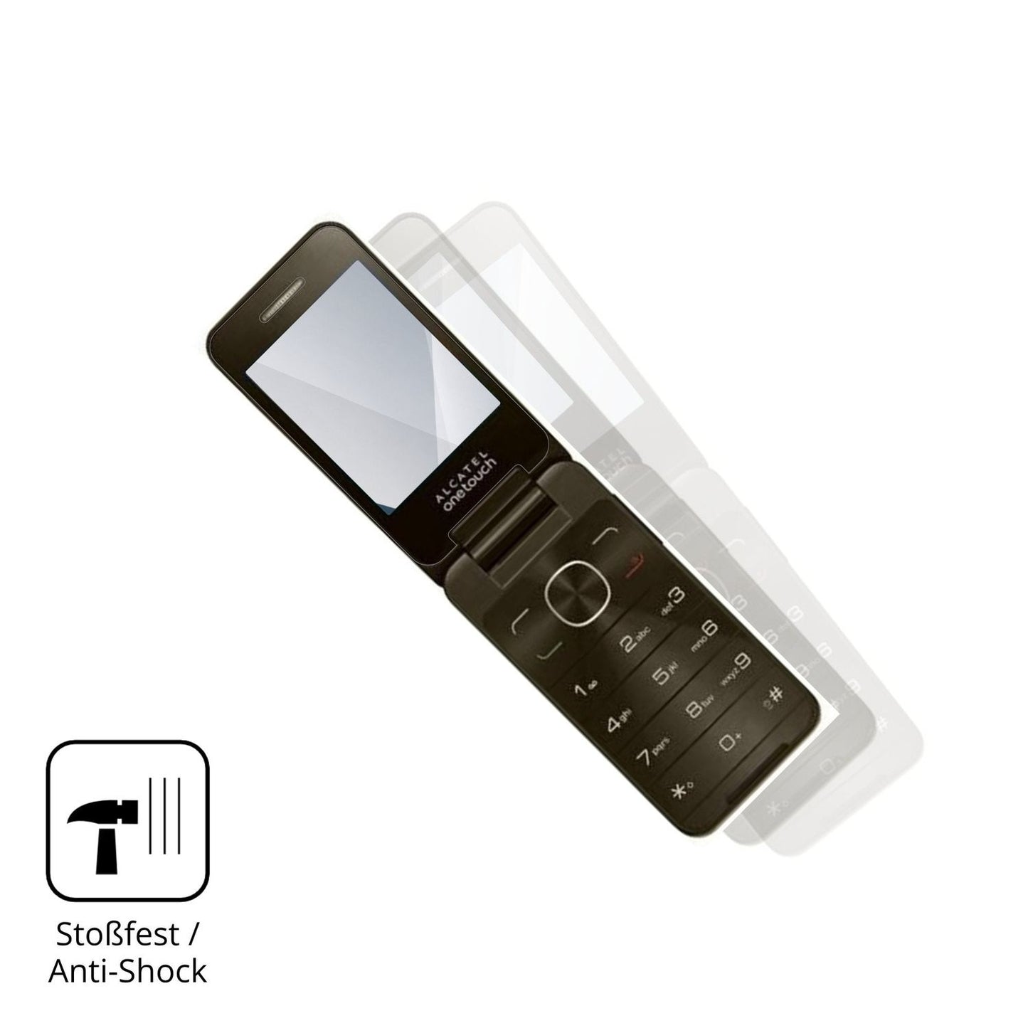 Schutz gegen Kratzer auf dem Alcatel 2012 Chocolate Glas durch Schlüssel, Stöße gegen die Tischkante oder Stürze