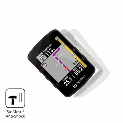 Schutz gegen Kratzer auf dem Bryton Rider 550 Glas durch Schlüssel, Stöße gegen die Tischkante oder Stürze