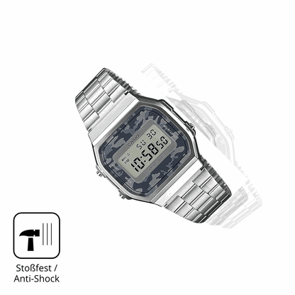 Schutz gegen Kratzer auf dem Casio A168WEC-1EF Glas durch Schl�ssel, St��e gegen die Tischkante oder St�rze