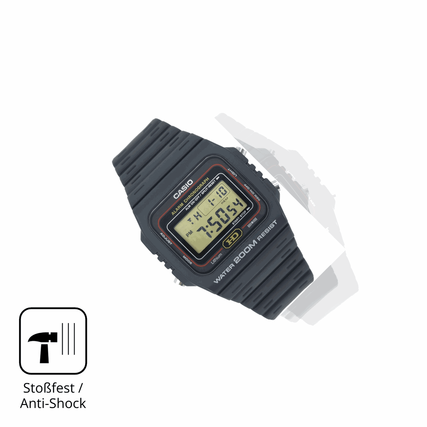 Schutz gegen Kratzer auf dem Casio DW-260 Glas durch Schlüssel, Stöße gegen die Tischkante oder Stürze