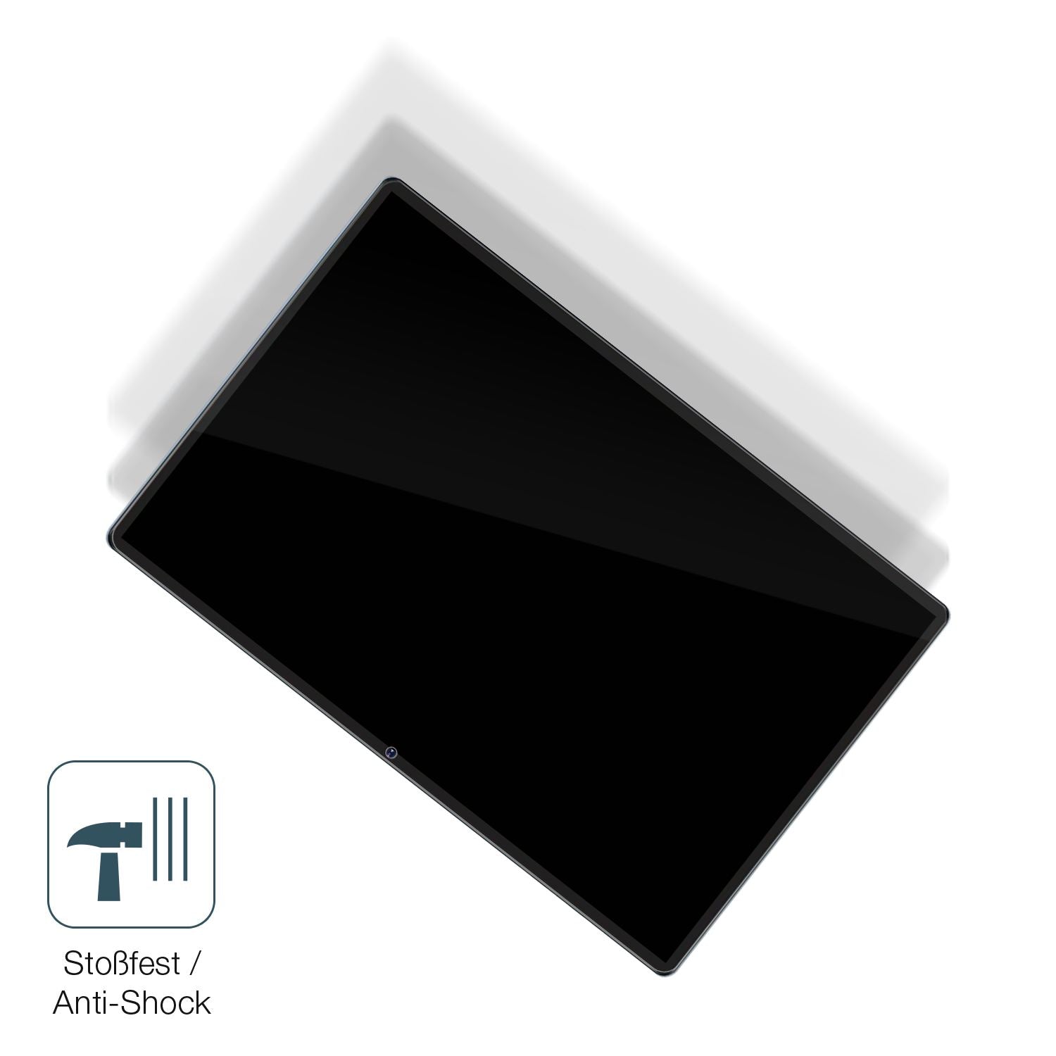 Schutz gegen Kratzer auf dem Colorroom Tablet 11 Zoll Glas durch Schlüssel, Stöße gegen die Tischkante oder Stürze