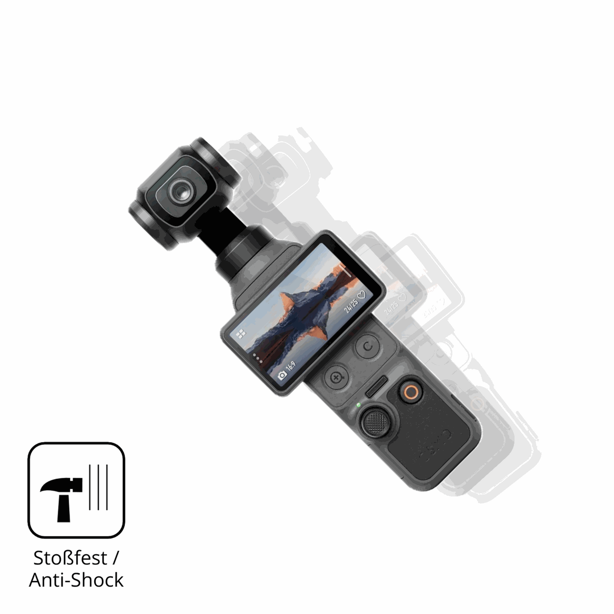 Schutz gegen Kratzer auf dem DJI Osmo Pocket 4 Glas durch Schlüssel, Stöße gegen die Tischkante oder Stürze