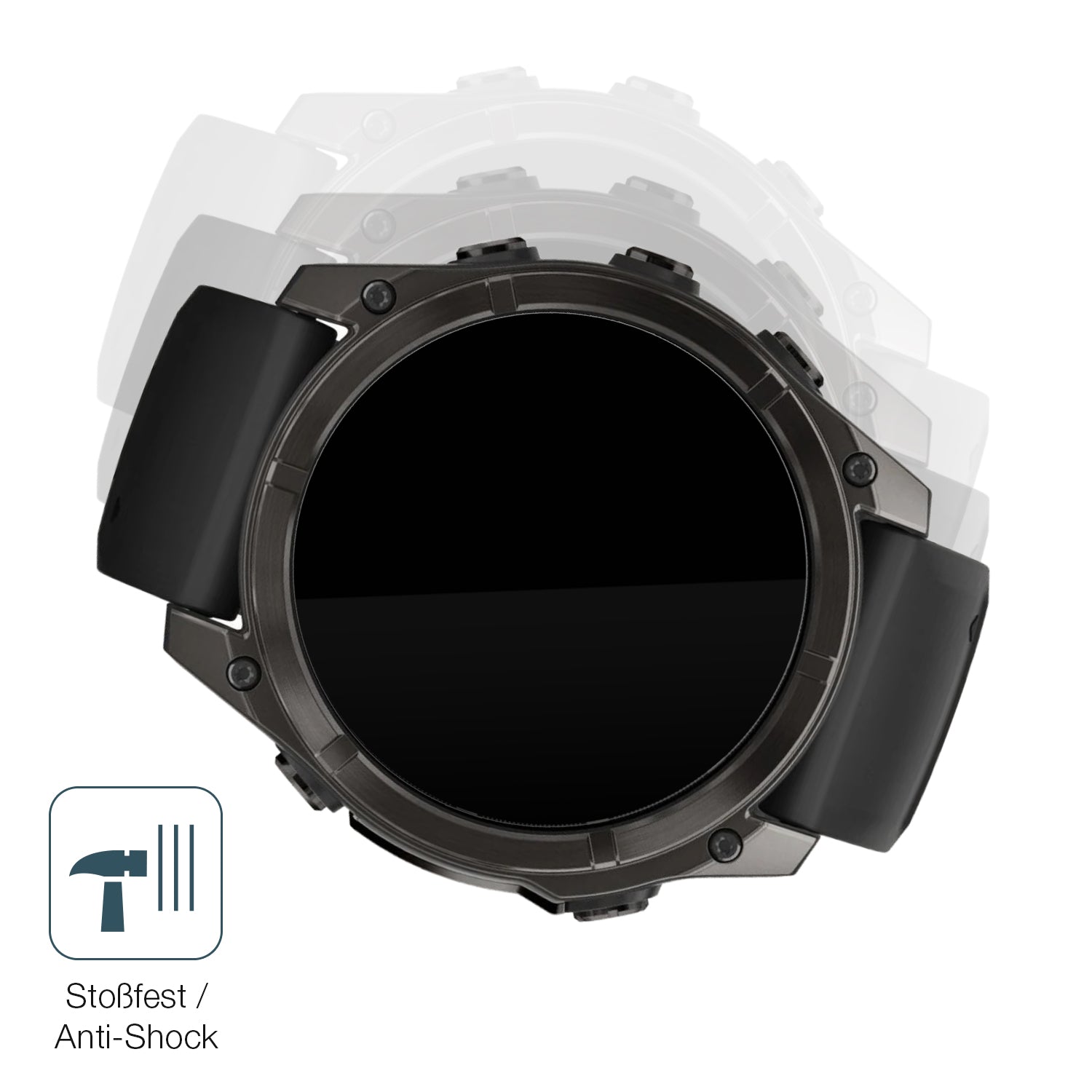 Schutz gegen Kratzer auf dem Garmin Fenix 7x Pro 51mm Glas durch Schlüssel, Stöße gegen die Tischkante oder Stürze