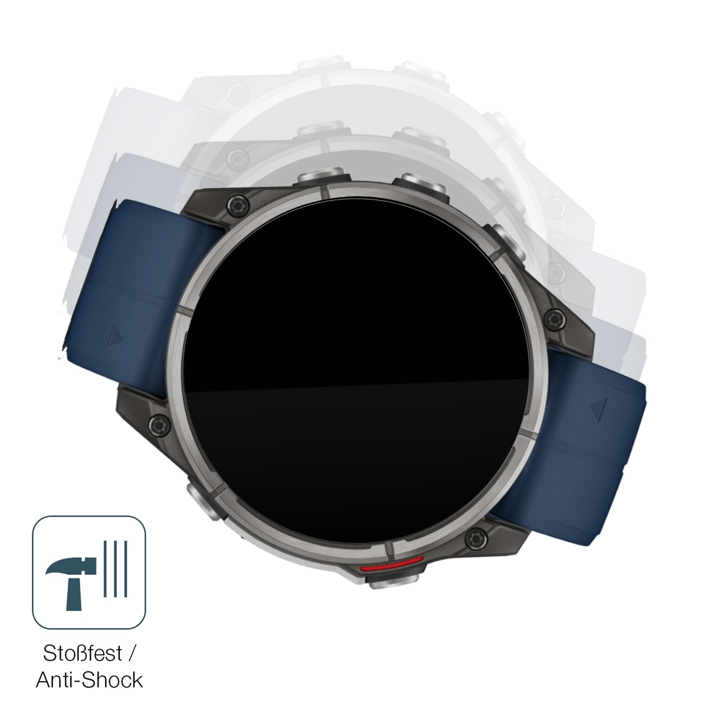 Schutz gegen Kratzer auf dem Garmin Quatix 8 51mm Glas durch Schlüssel, Stöße gegen die Tischkante oder Stürze