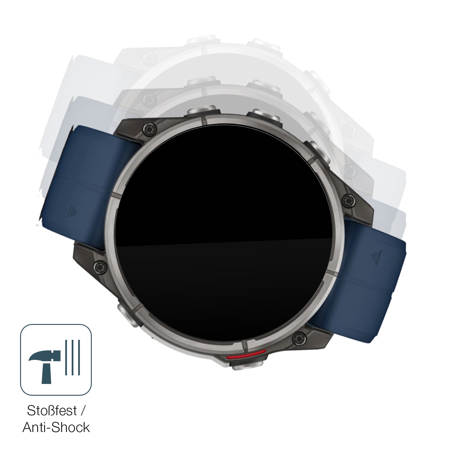 Schutz gegen Kratzer auf dem Garmin Quatix 8 51mm Glas durch Schlüssel, Stöße gegen die Tischkante oder Stürze