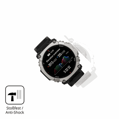 Schutz gegen Kratzer auf dem Huami Amazfit T-Rex Ultra 2 Glas durch Schlüssel, Stöße gegen die Tischkante oder Stürze